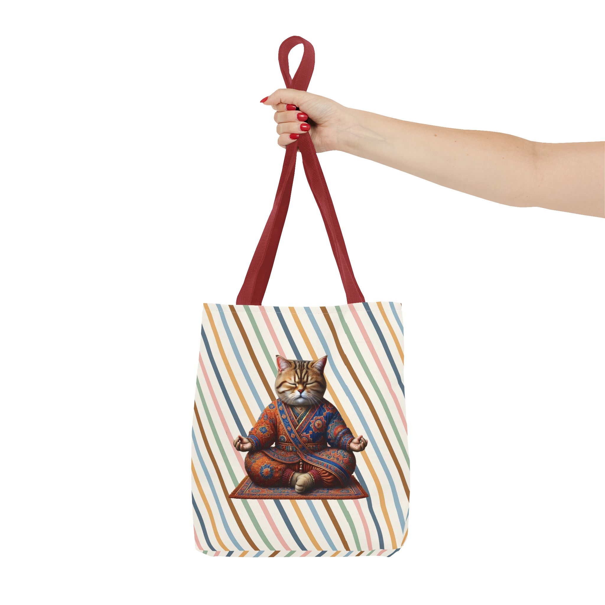 Canvas Tote bag Cat meditation handbag yoga bag vintage buddha mindfulness purse - Image 8