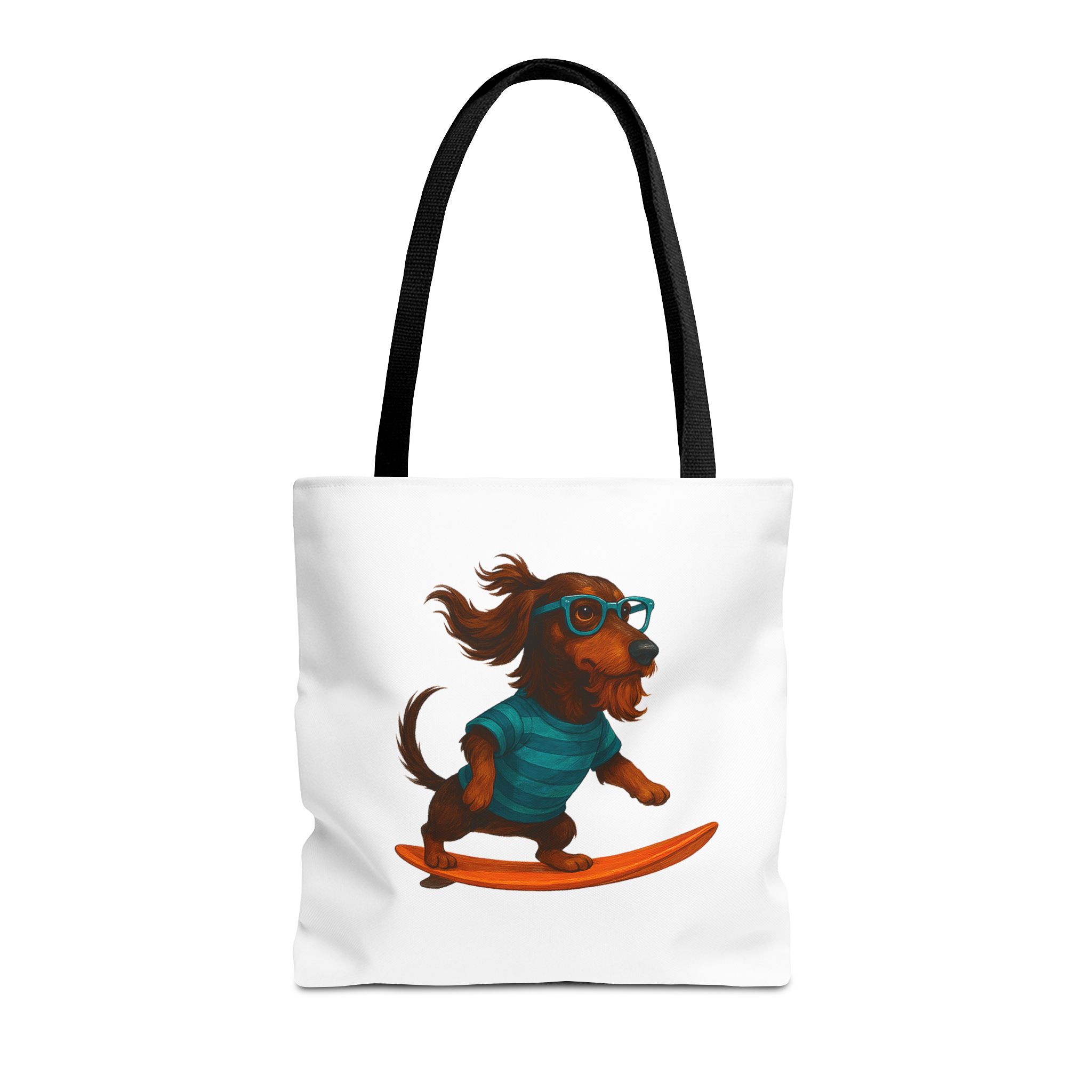 Cool canvas tote bag Dog Surfer tote bag dachshund lover gift shoulder bag surf handbag – Image 3