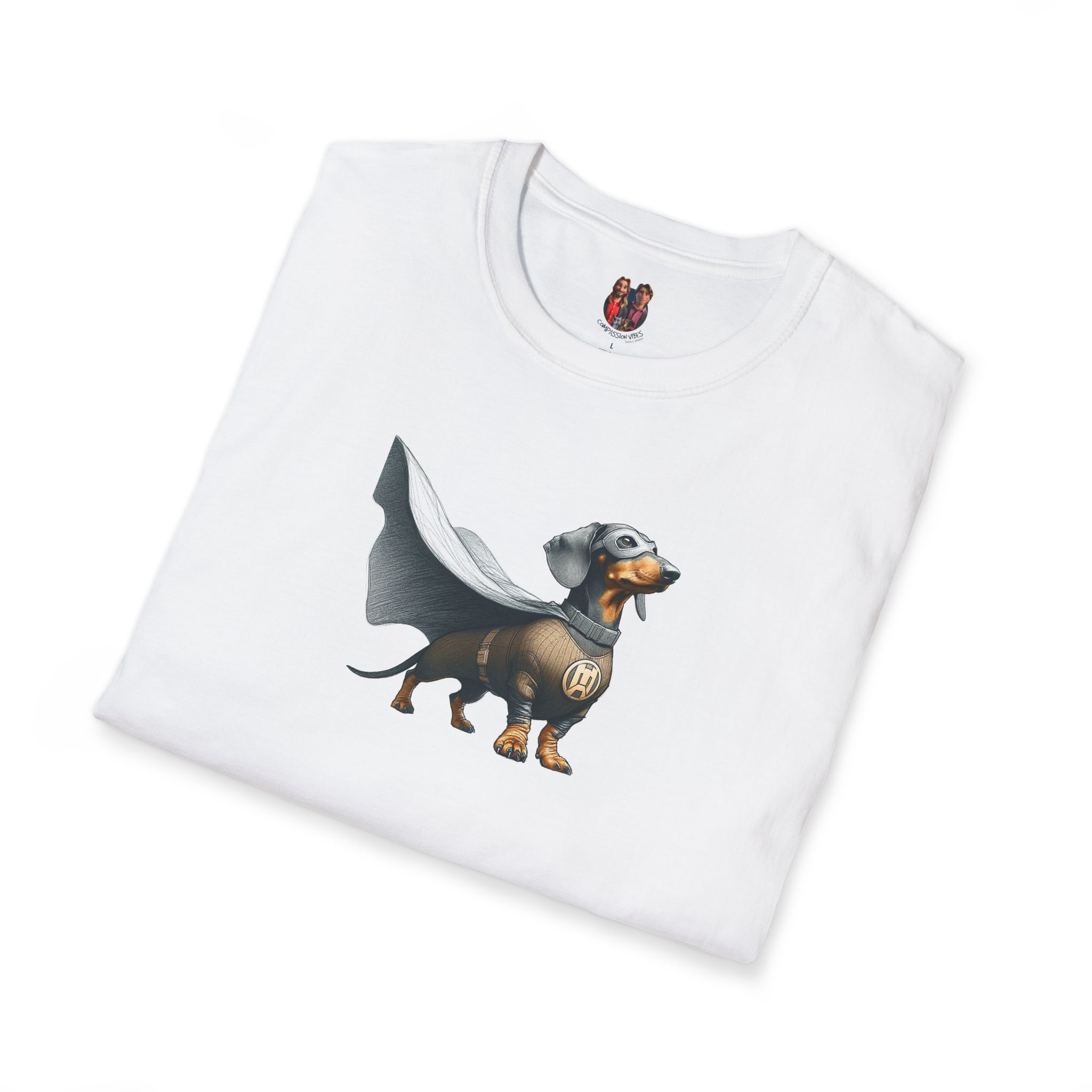Super Dog Tee Shirt - Hero Dachshund Illustration - Comic Style Dog Graphic Tee - Image 3