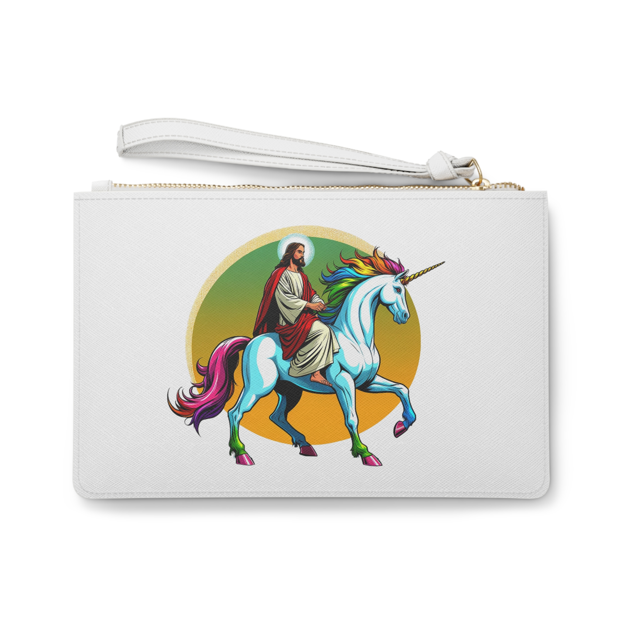 Satiric evening bag Jesus Unicorn Clutch bag unicorn rider boho clutch bag christ design religious sarcastic handbag unusual purse - Imagen 2