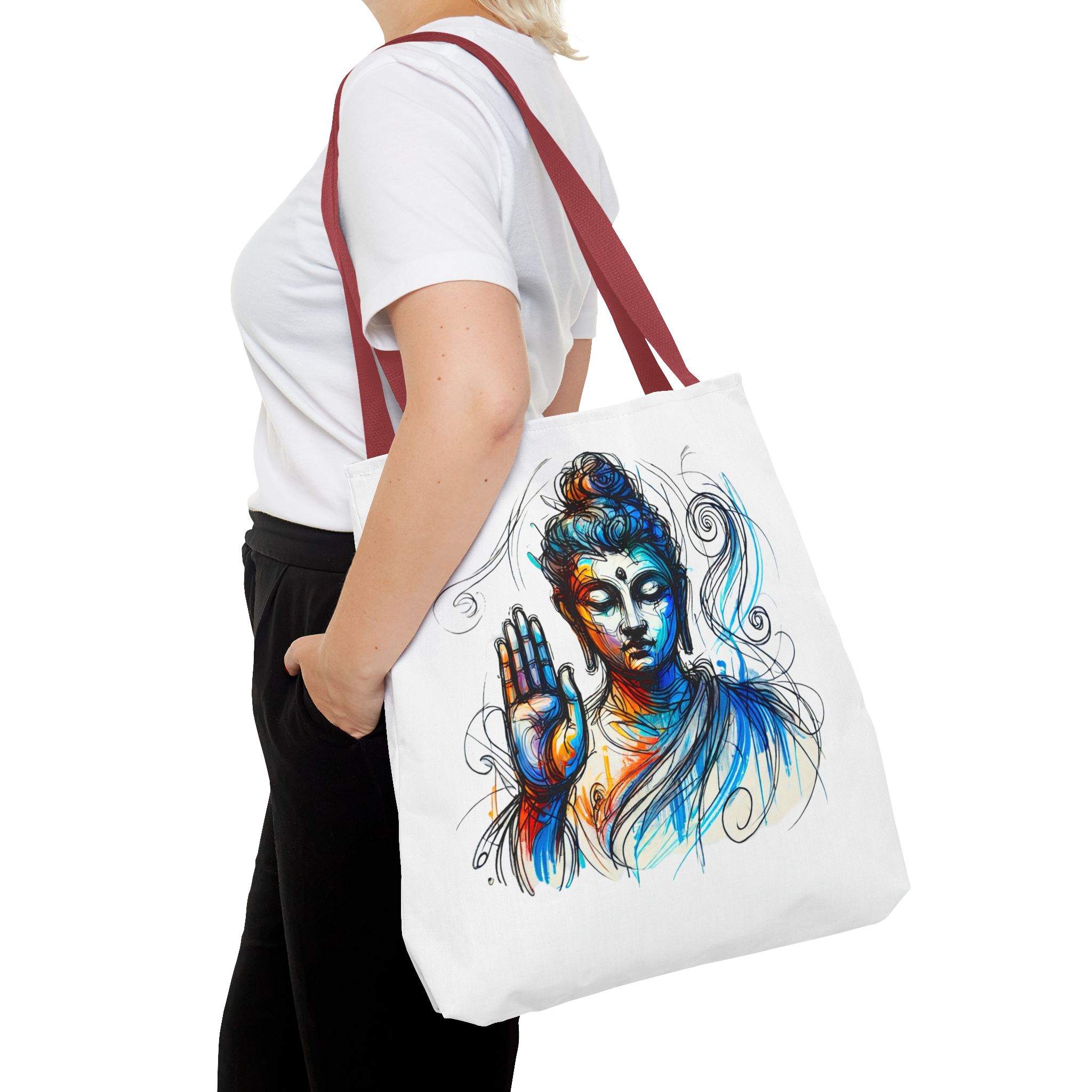 Canvas tote bag yoga bag vintage buddha shoulder bag Meditation handbag buddhism mindfulness - Image 12