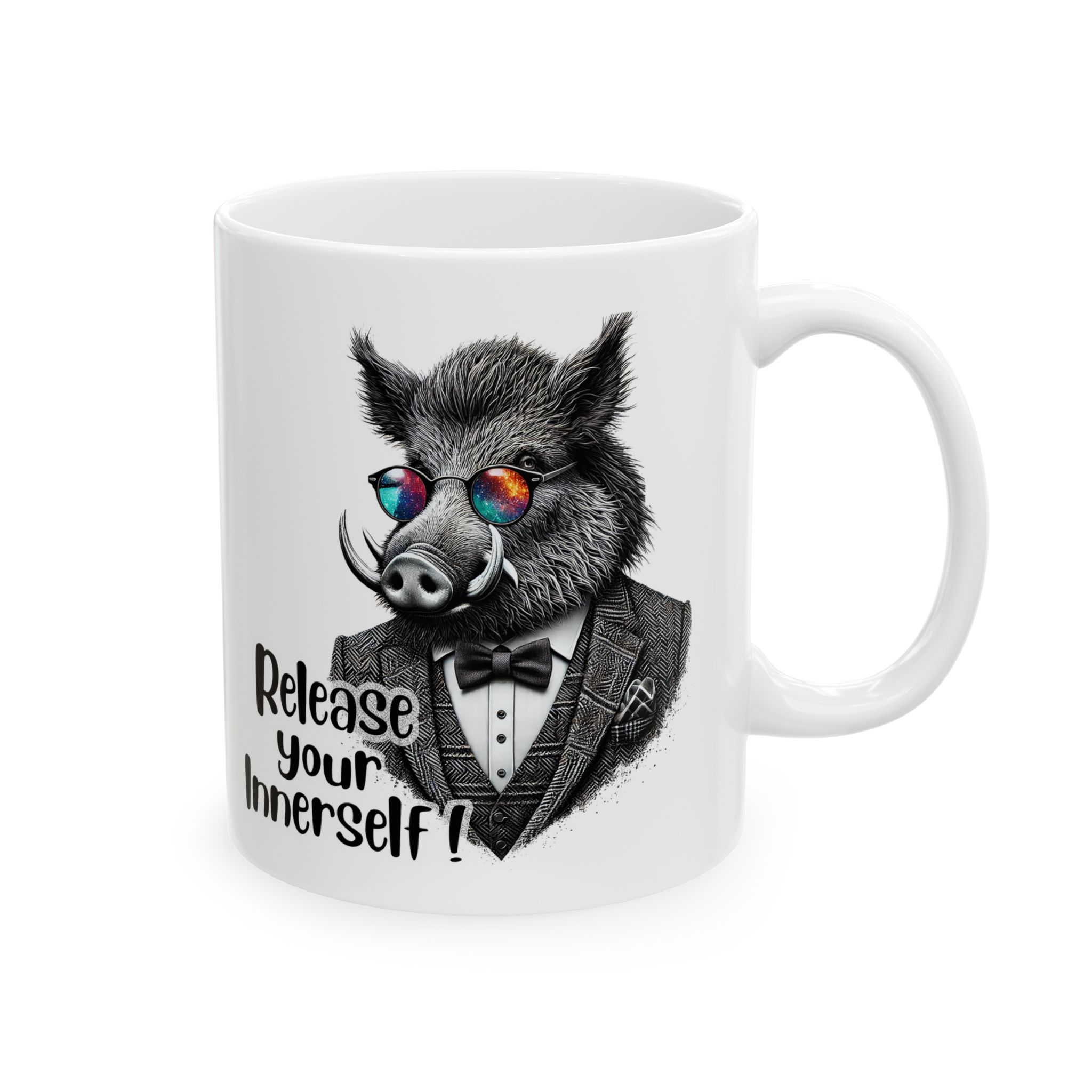 Coffee mug funny motivational gift for her cute cup tea lover cool boho mug office accessory self confidence design wild boar