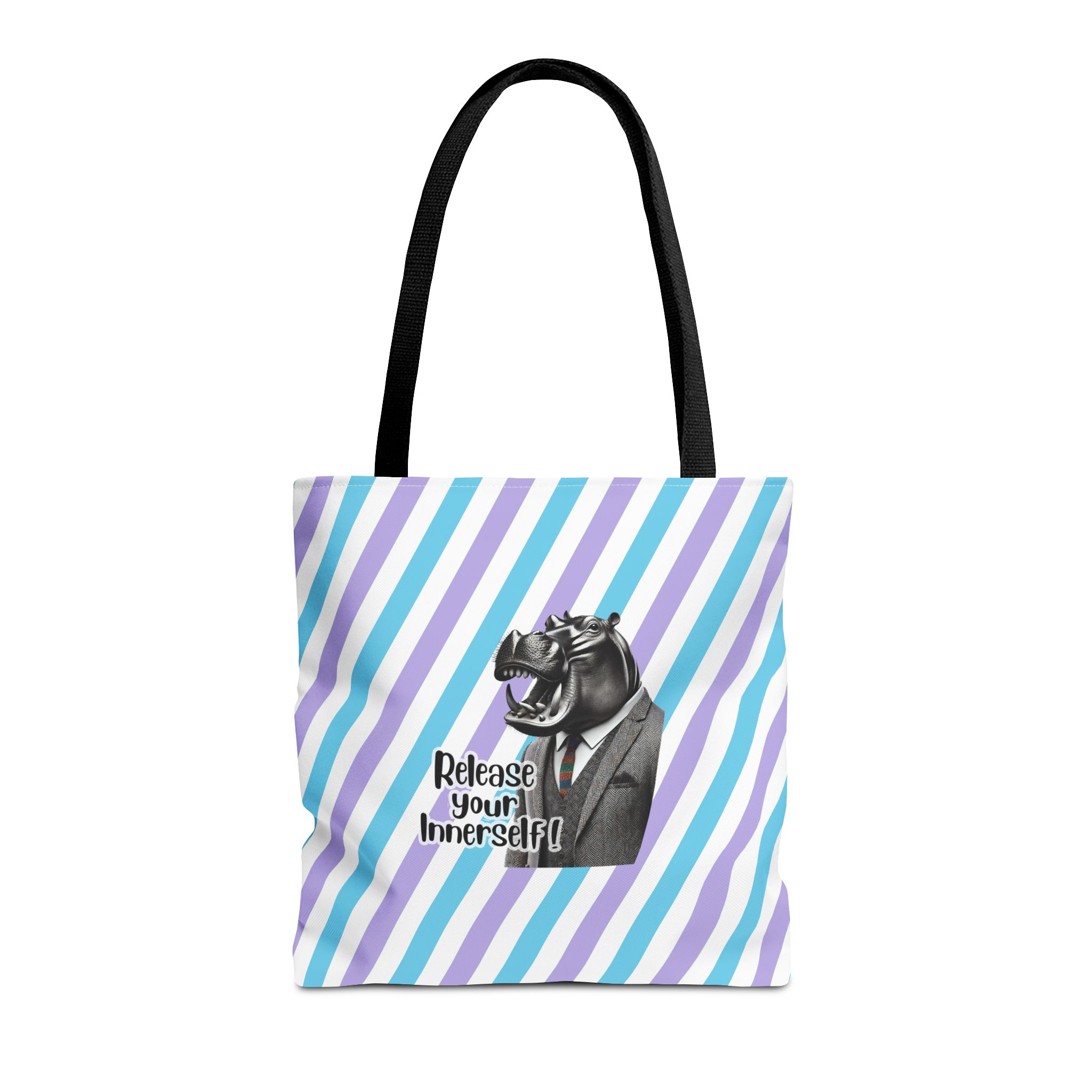 Canvas tote bag motivational vintage bag hippopotamus design funny tote bag for self confidence cute tote bag - Image 3