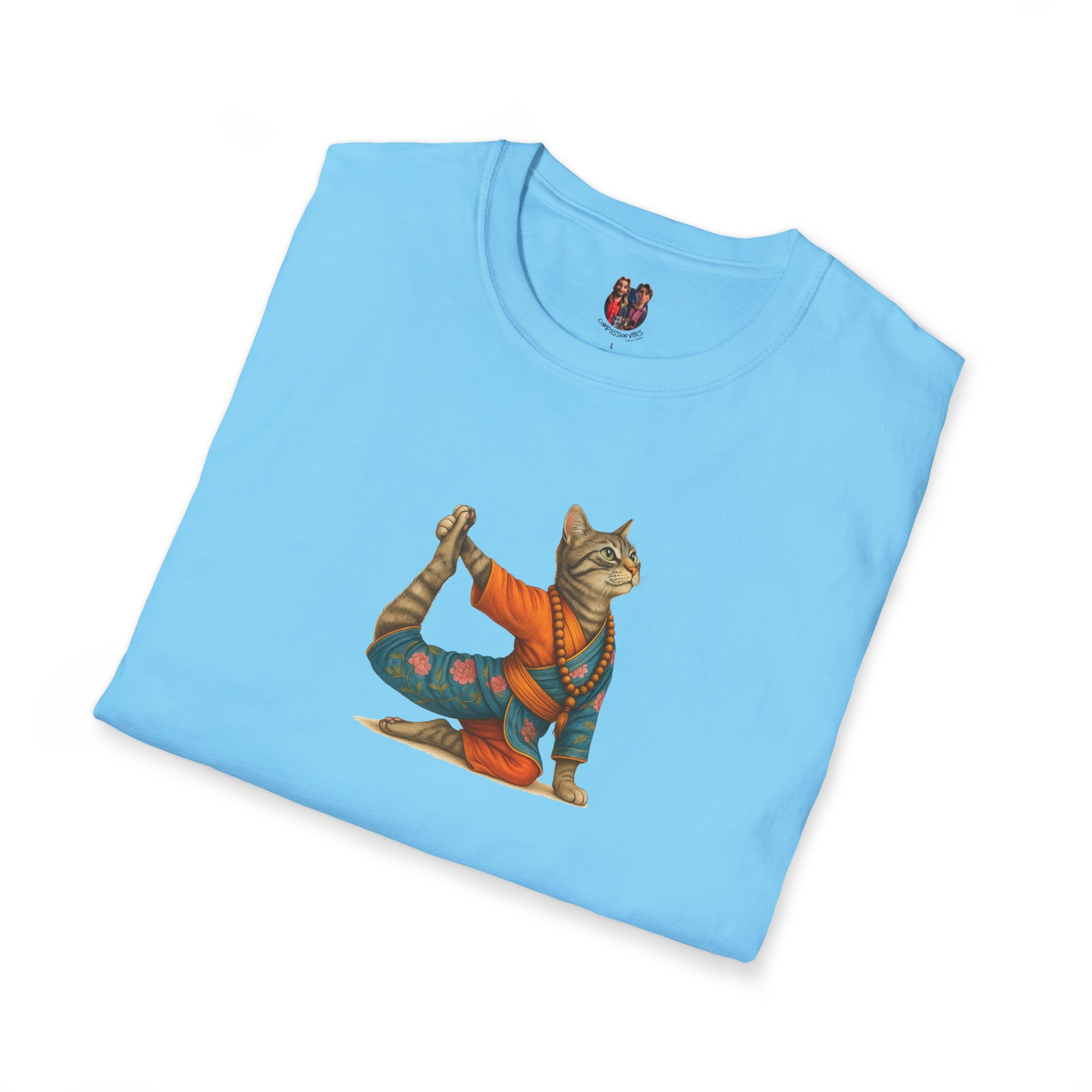 Cat Graphic tee yoga top Kitten meditation vintage tshirt mindfulness clothing funny tshirt