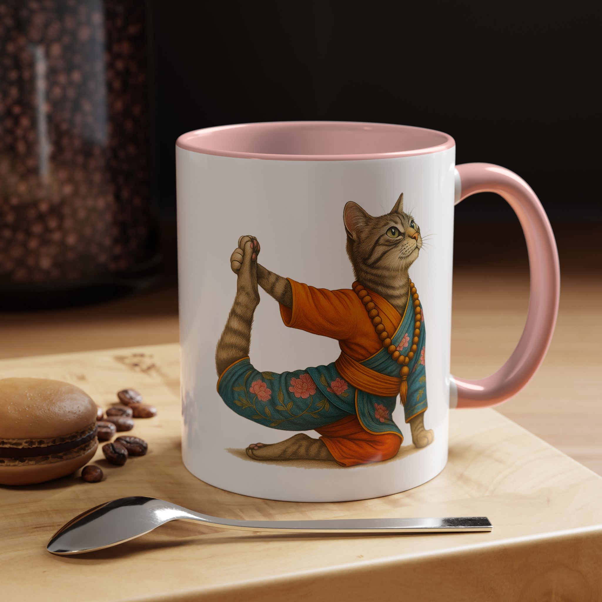 Tea mug Cat lover coffee cup cool gift for her office Mug yoga accessory kitten meditation pet mindfulness print - Image 11