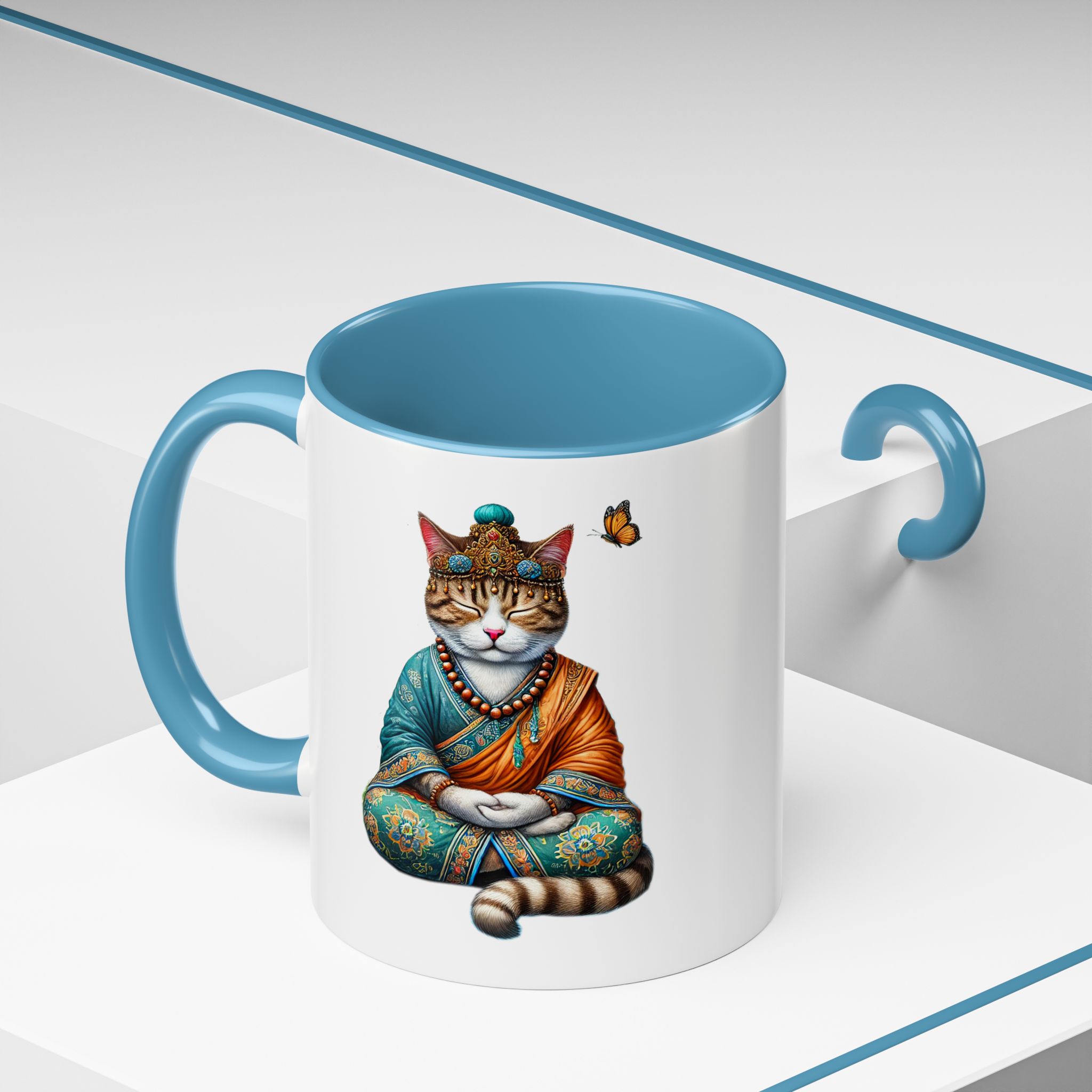 Coffee Mug meditation unique Mug cat lover tea cup yoga gift for her mindfulness accessory pet design – Image 4