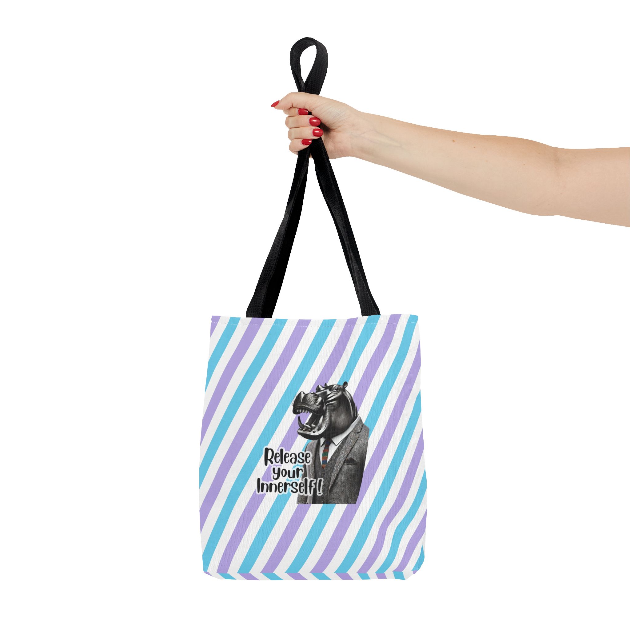 Canvas tote bag motivational vintage bag hippopotamus design funny tote bag for self confidence cute tote bag - Image 2