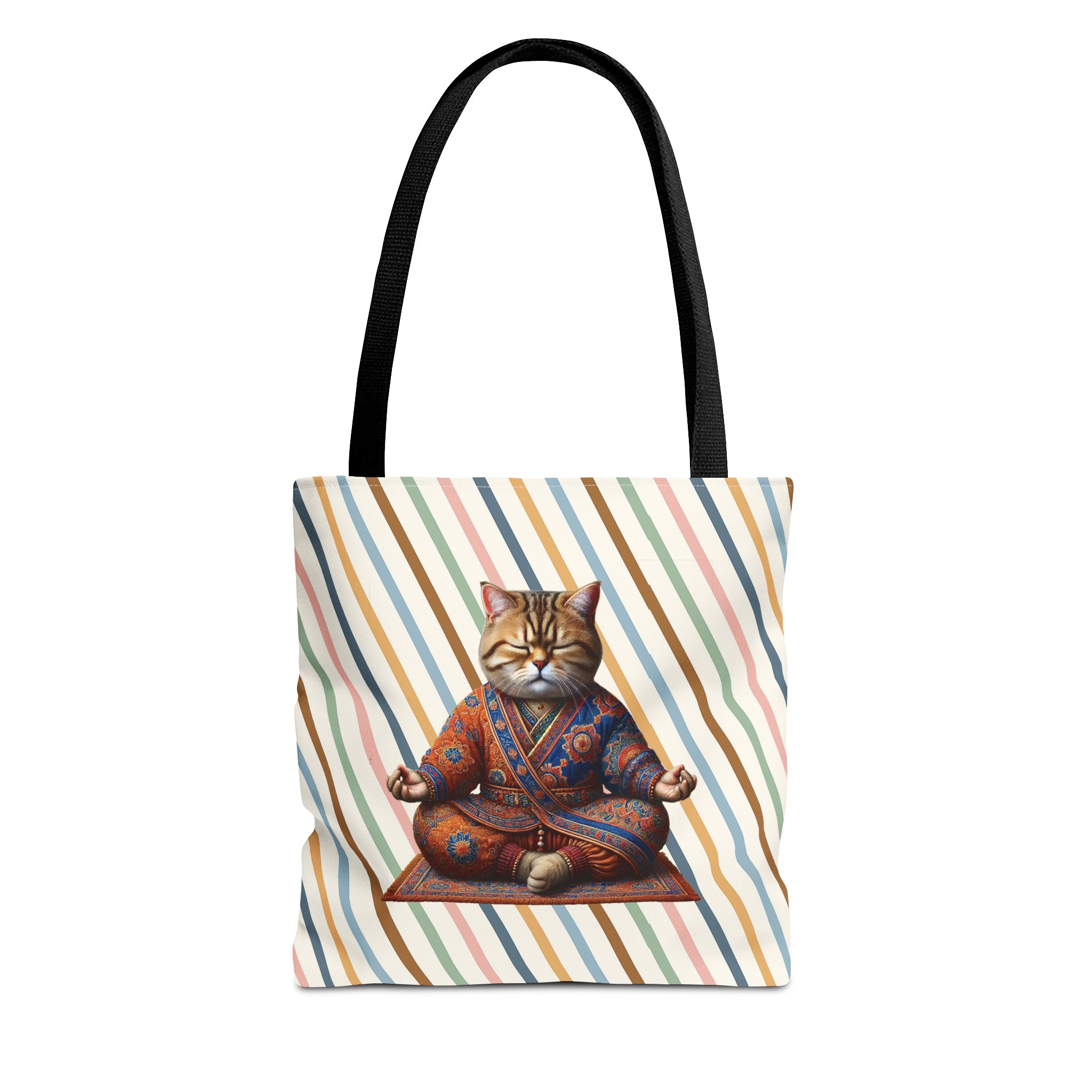 Canvas Tote bag Cat meditation handbag yoga bag vintage buddha mindfulness purse