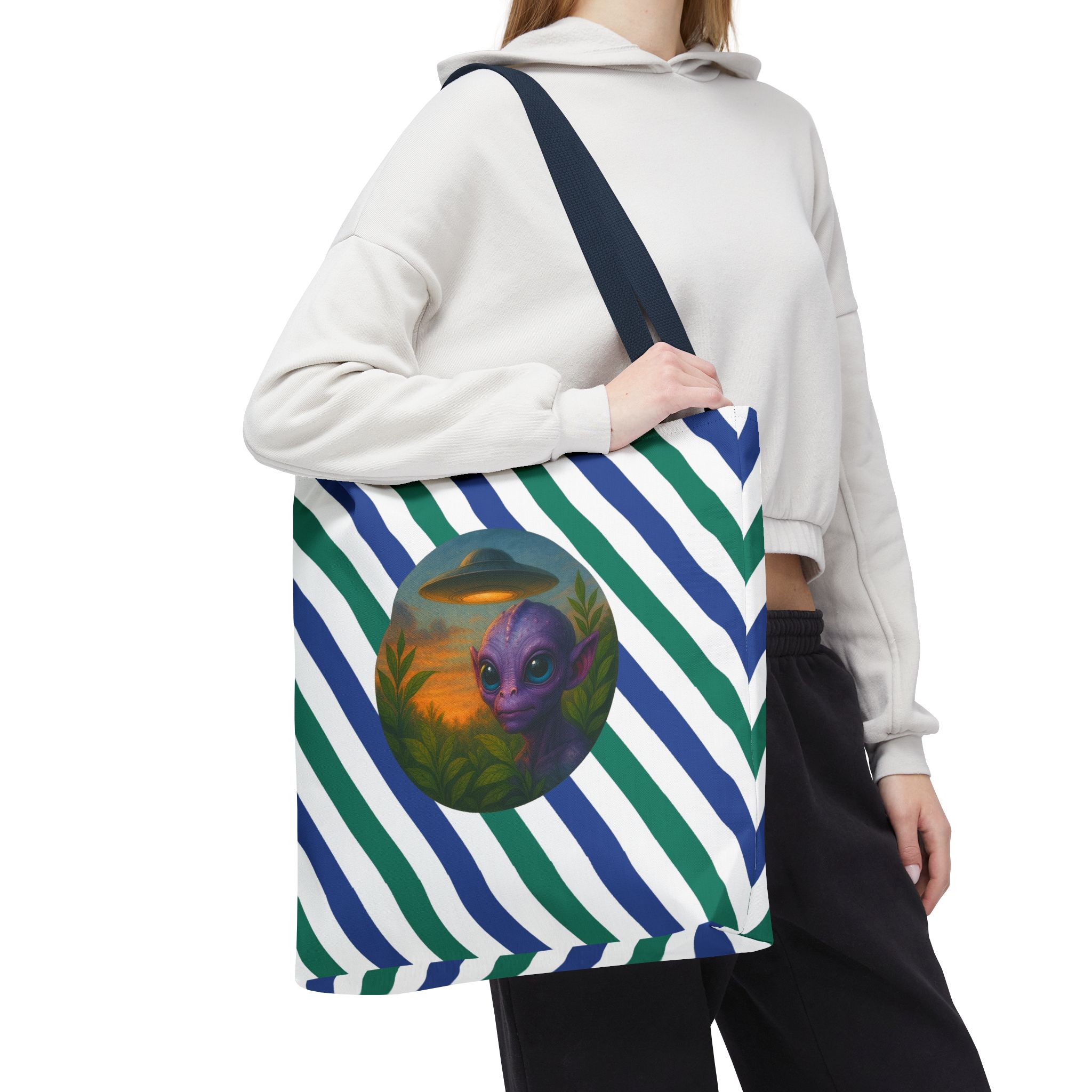 Alien shopping tote bag alien extraterrestrial whale fantasy funny retro cosmic vintage tote - Image 30