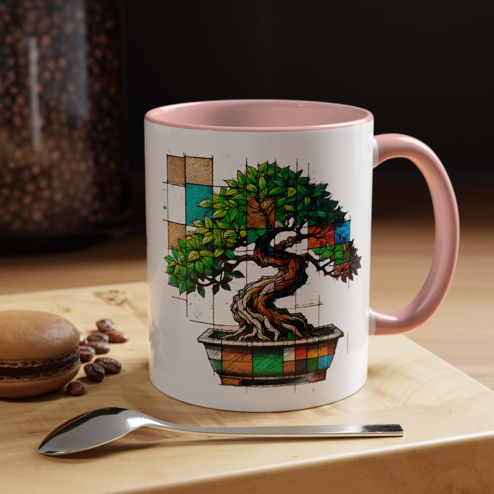 Bonsai mug zen nature style with original graphic pattern and cozy touch - Imagen 11