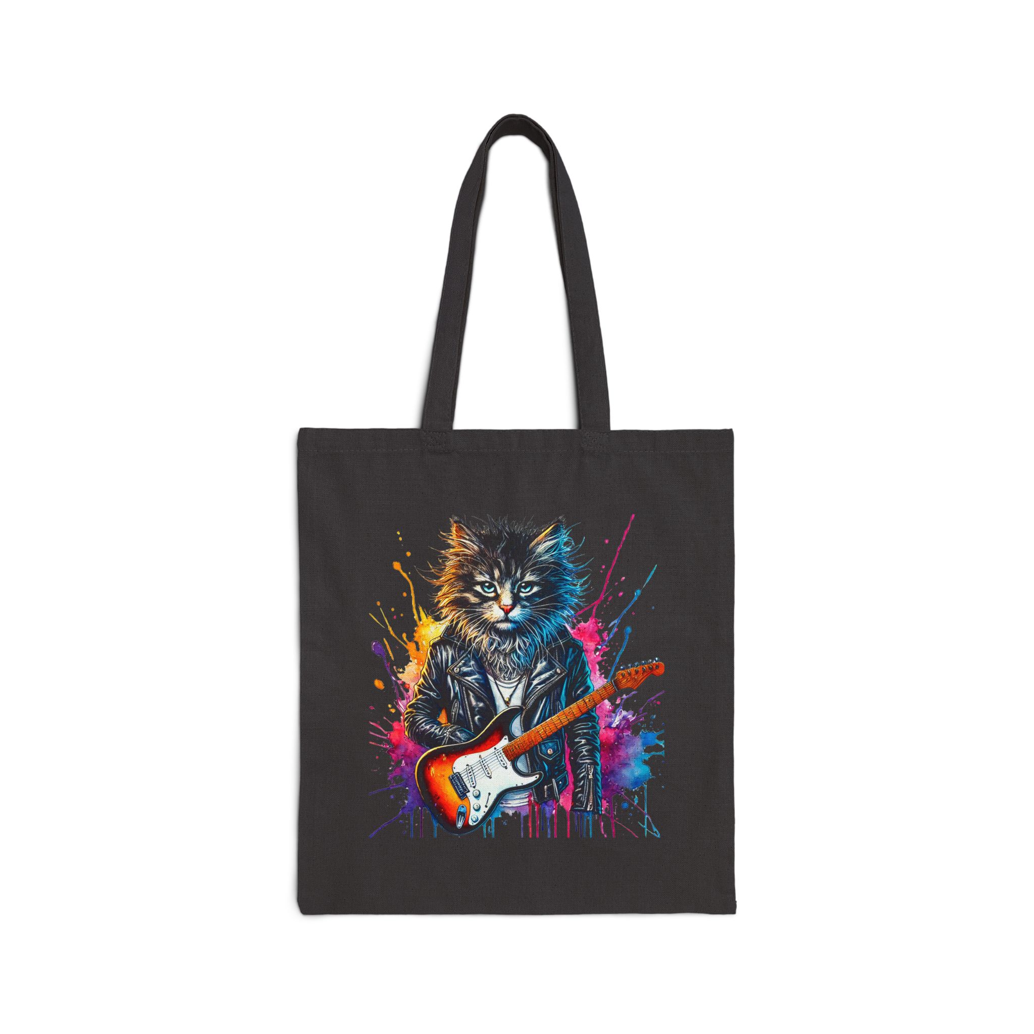Cat Canvas tote bag Rock vintage shoulder bag rockstar cat kitten vintage handbag pet lovers - Image 5