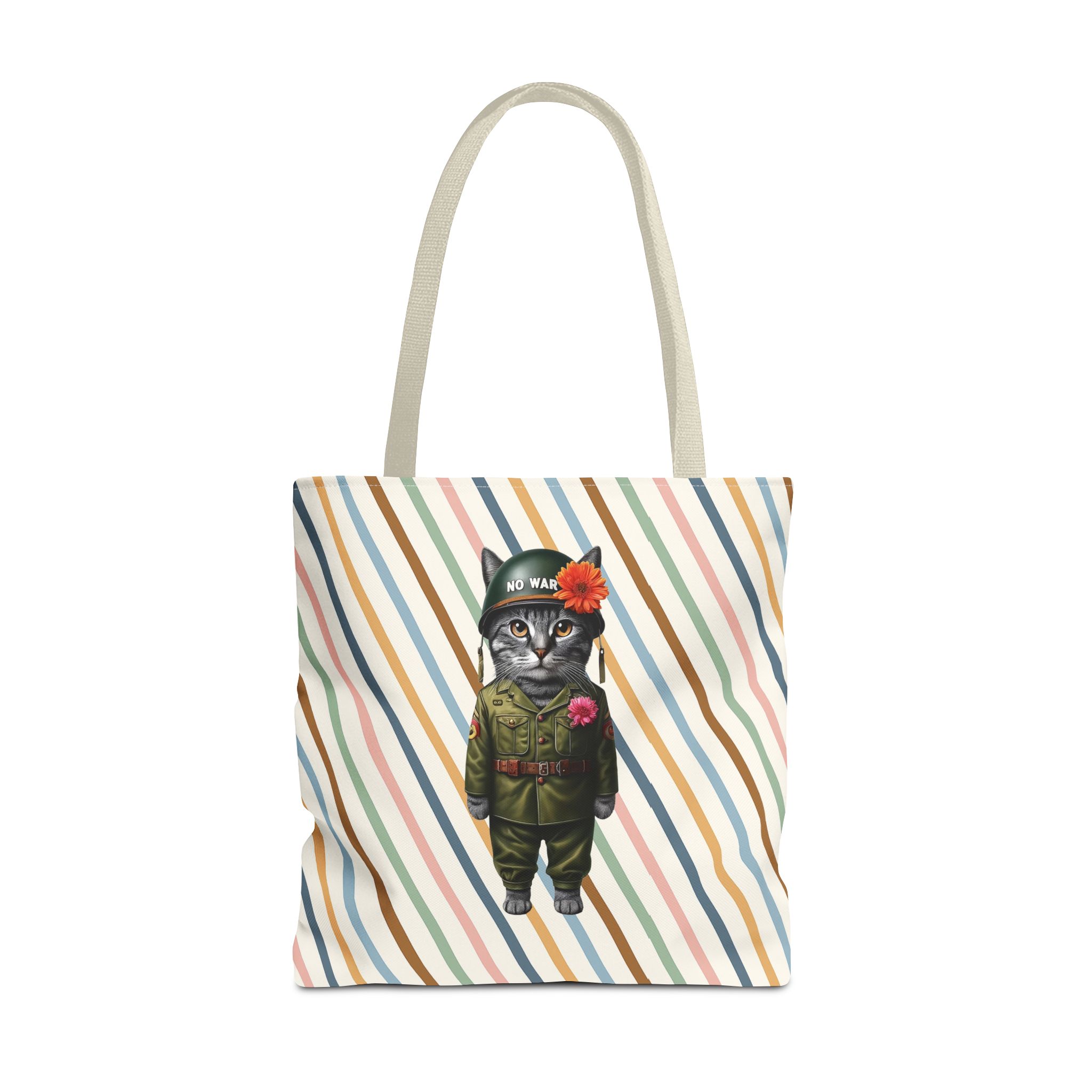 Funny Tote bag Cat Shoulder bag peace & love for peace pet lovers cute tote bag – Image 23