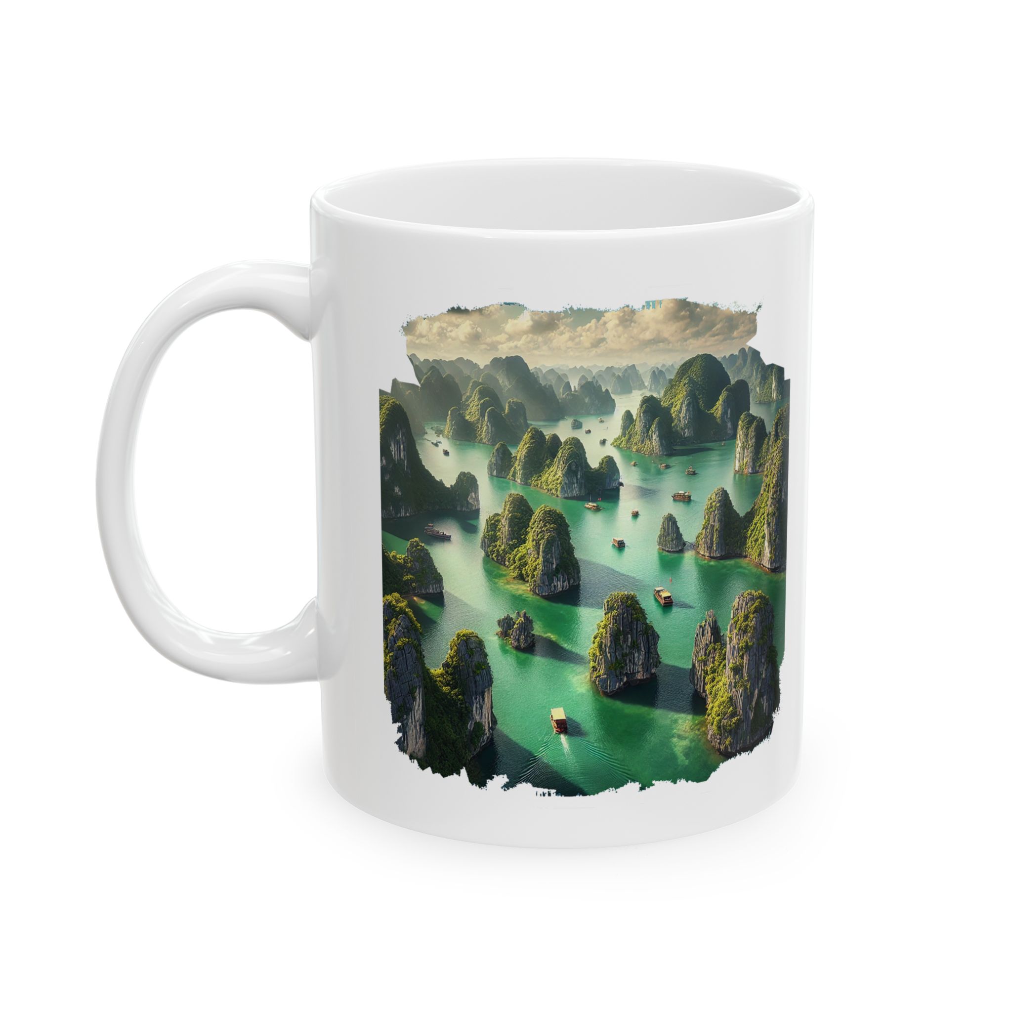 Boho mug landscape vietnam boho office mug ha long bay print nature cool gift coffee lover tea accessory unique cup - Image 2