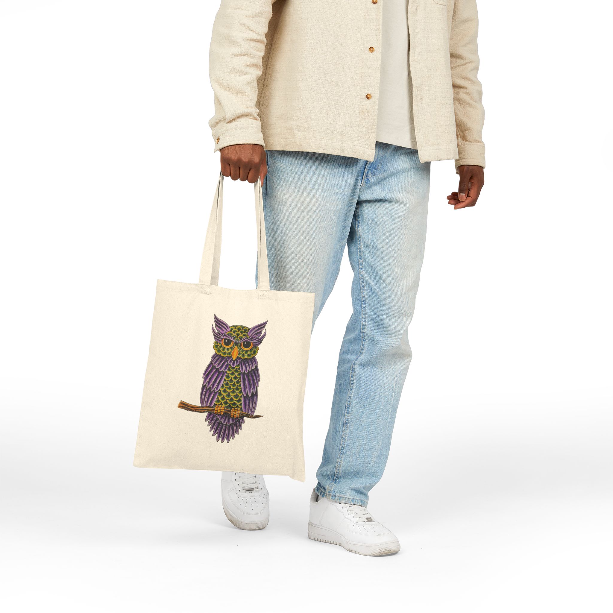 Canvas tote bag Wearable Surrealism cute tote bag Limited Edition shoulder bag owl with Artist Dreamy Drawing - Image 4