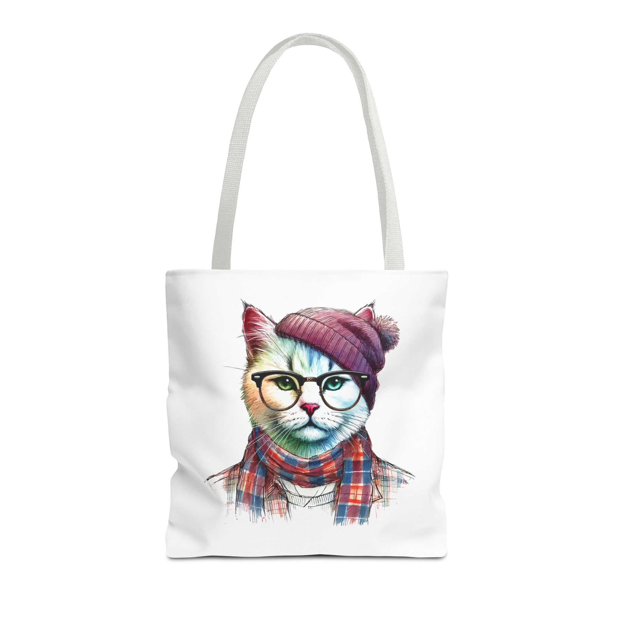 Cat hipster canvas tote bag pet lovers funny cute tote bag Hipster design handbag kitten design – Image 15