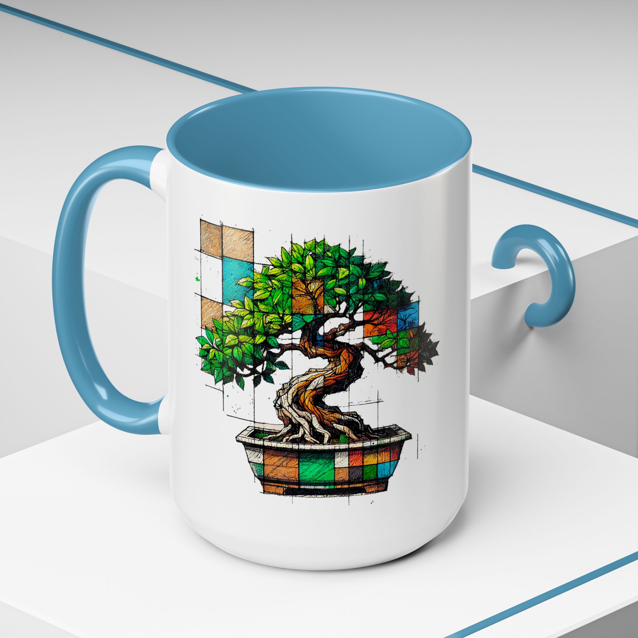 Bonsai mug zen nature style with original graphic pattern and cozy touch - Imagen 40
