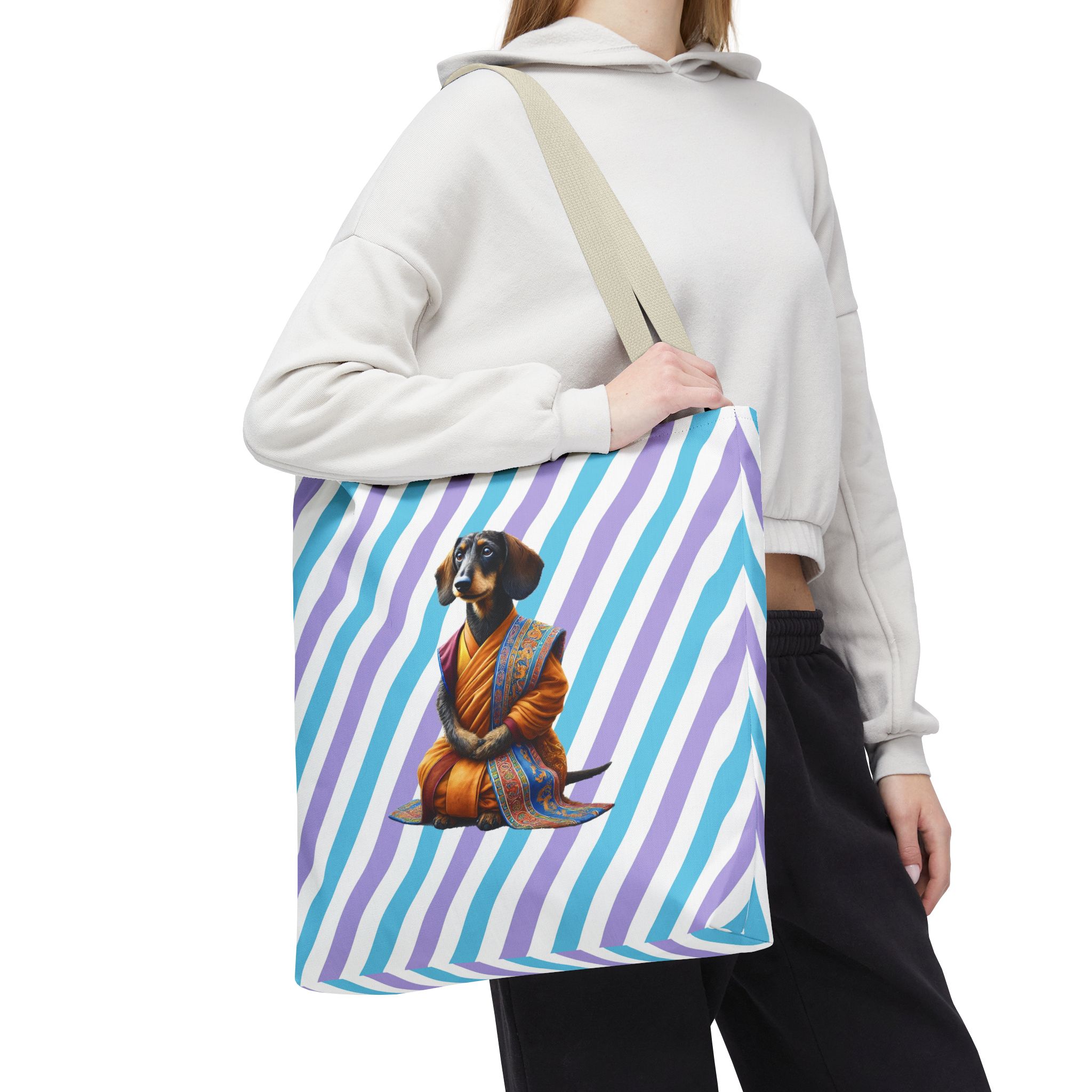 Meditation canvas tote bag Dog cute tote bag mindfulness design Dog funny gift colourful shoulder bag puppy purse - Image 24