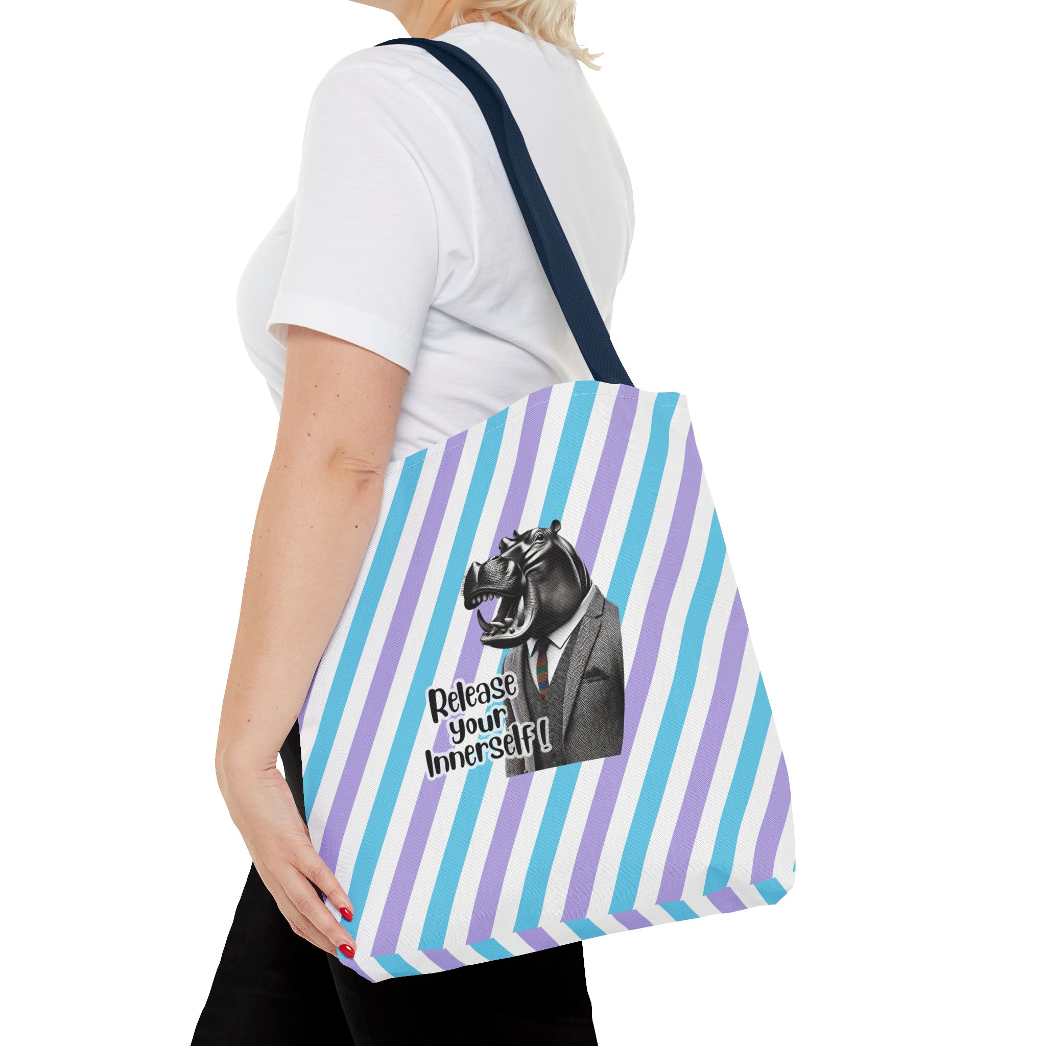 Canvas tote bag motivational vintage bag hippopotamus design funny tote bag for self confidence cute tote bag - Image 28