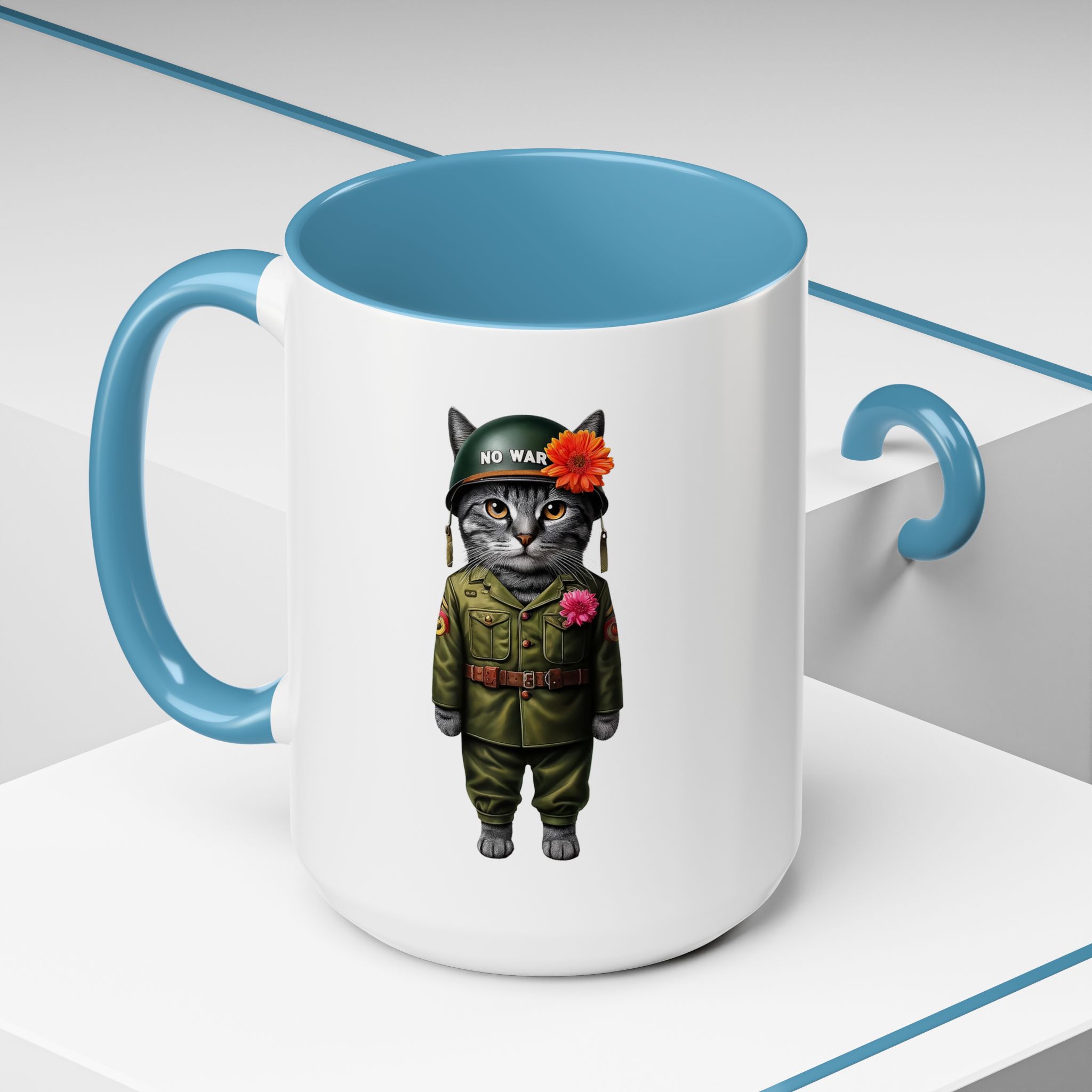 Coffee Mug Peace & Love funny cup tea cat lover office mug unique boho accessory pet gift for her kitten design - Image 40