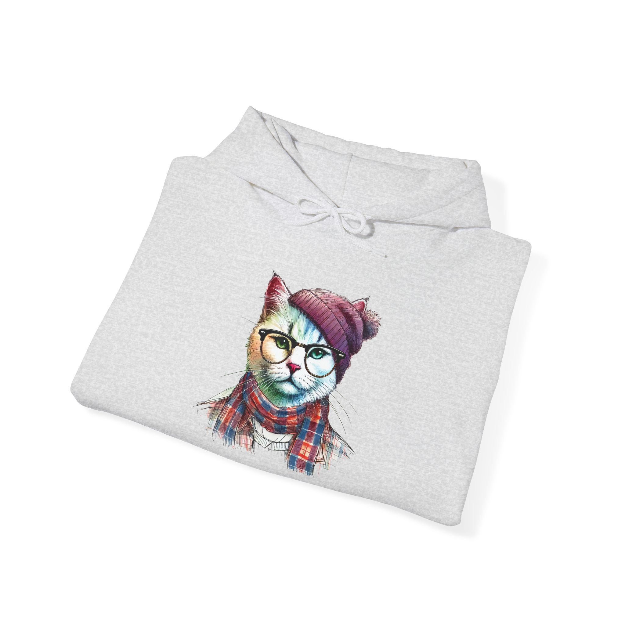 Cat hipster graphic sweater pet lovers funny Hoodie Hipster design Comfy clothing kitten design - Image 5