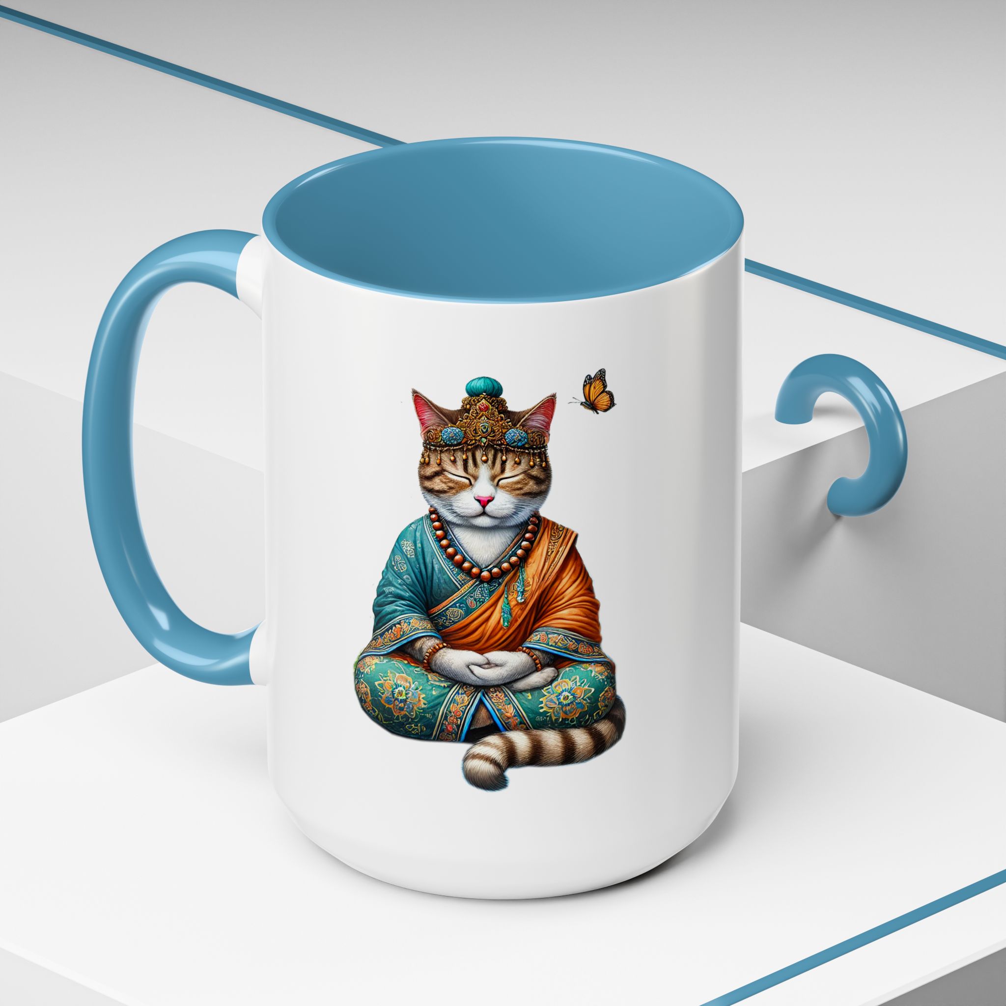 Coffee Mug meditation unique Mug cat lover tea cup yoga gift for her mindfulness accessory pet design – Image 40