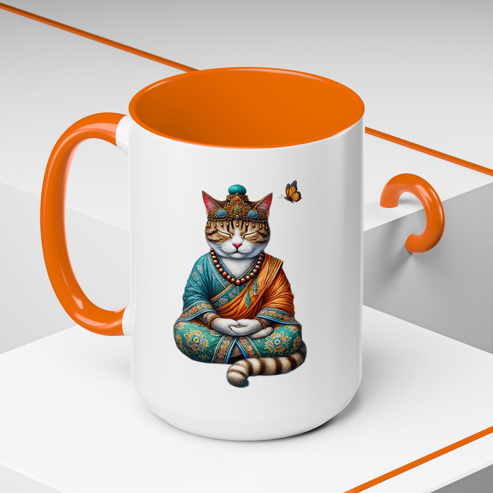 Coffee Mug meditation unique Mug cat lover tea cup yoga gift for her mindfulness accessory pet design – Image 56
