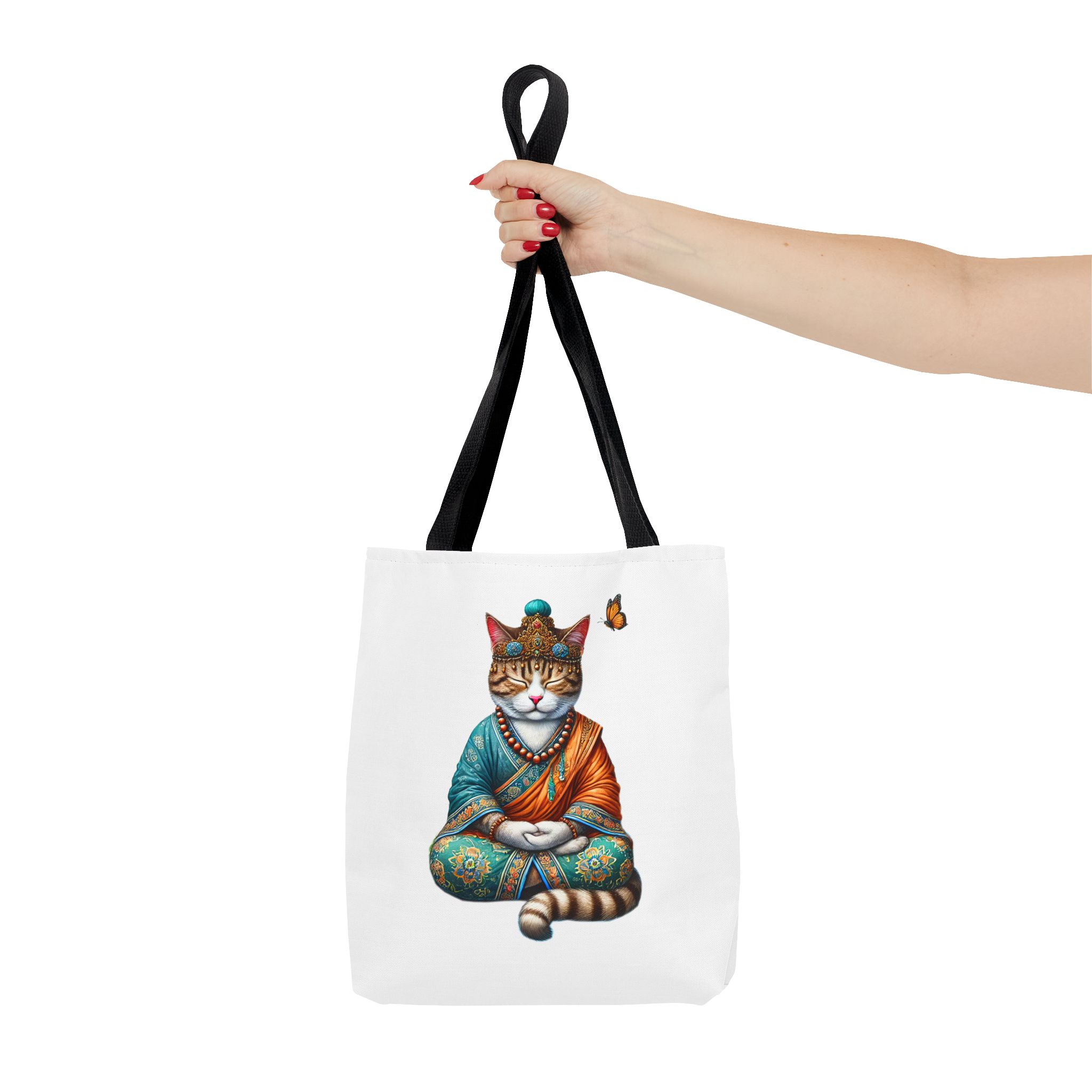 Canvas Tote bag Cat meditation handbag yoga bag vintage buddha mindfulness purse - Image 2
