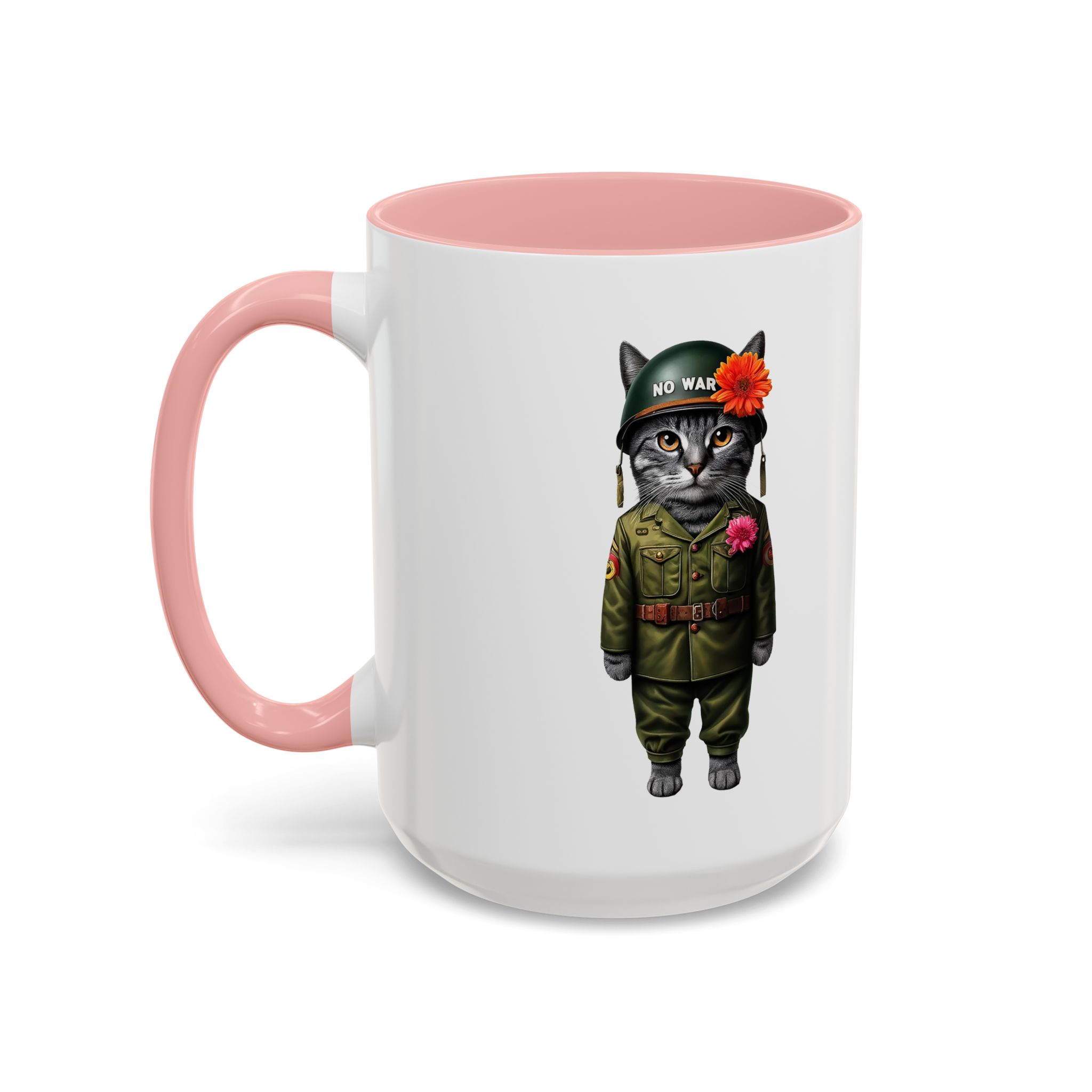 Coffee Mug Peace & Love funny cup tea cat lover office mug unique boho accessory pet gift for her kitten design - Image 26