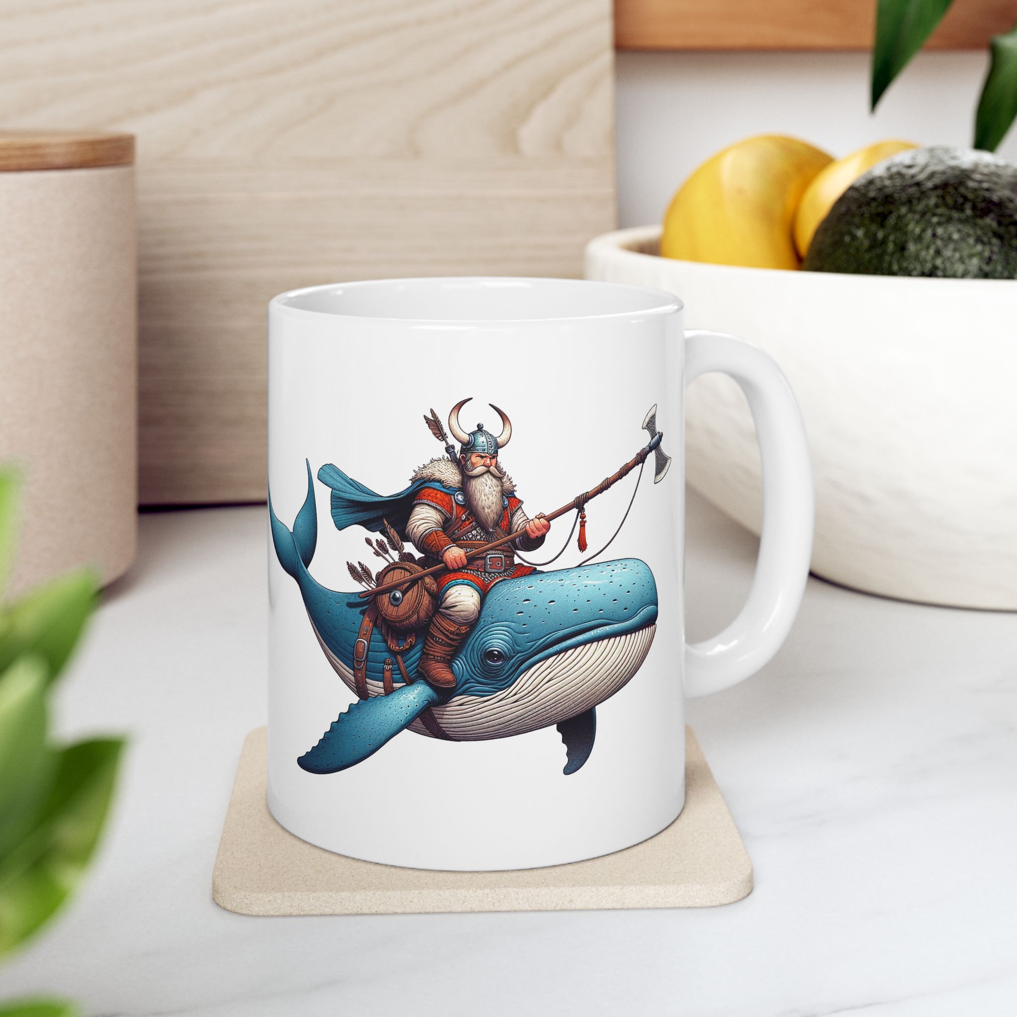 Funny Mug Viking Coffee lover cute cup unique gift for her viking riding a whale office mug tea accessory cool mythology design boho - Image 3