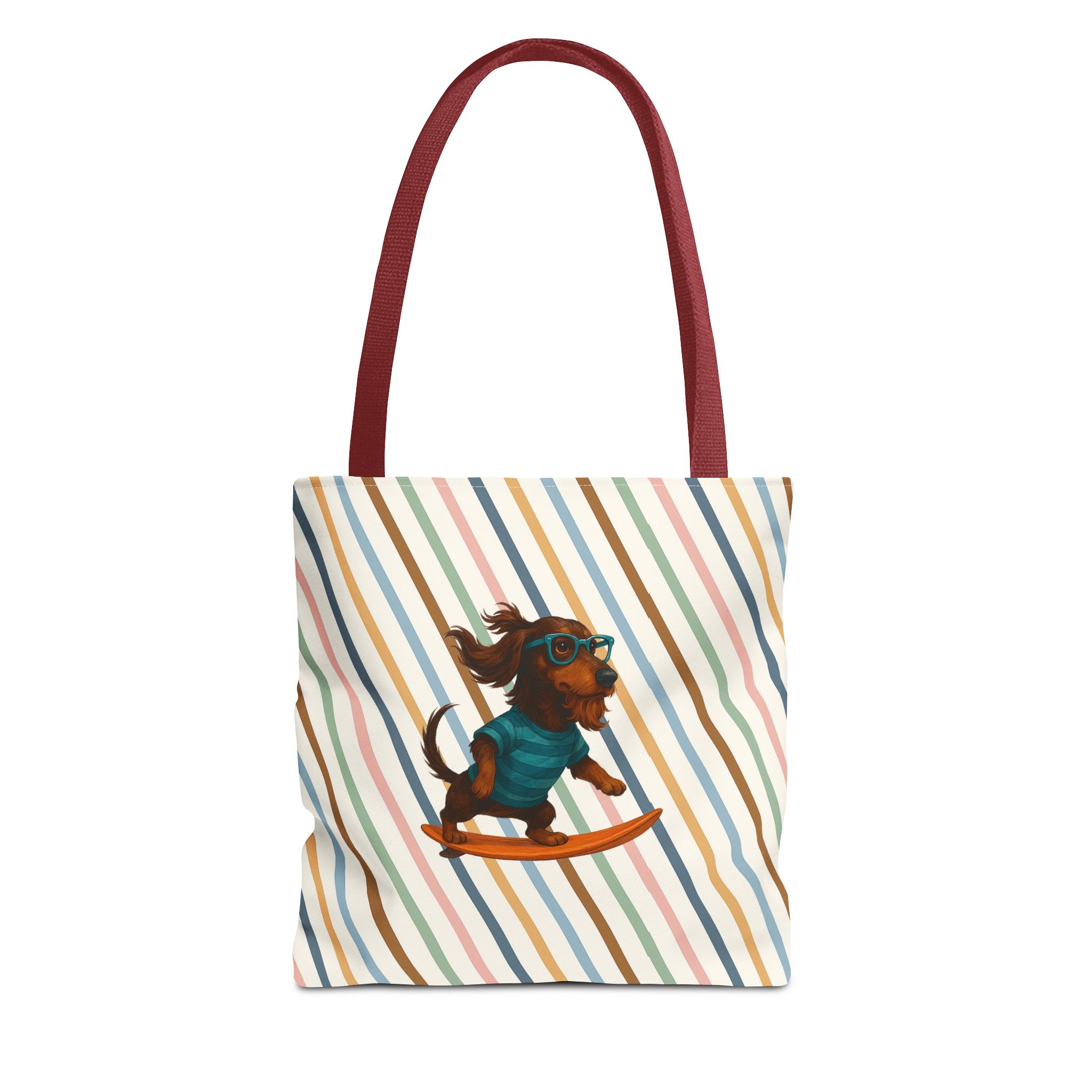Cool canvas tote bag Dog Surfer tote bag dachshund lover gift shoulder bag surf handbag – Image 7