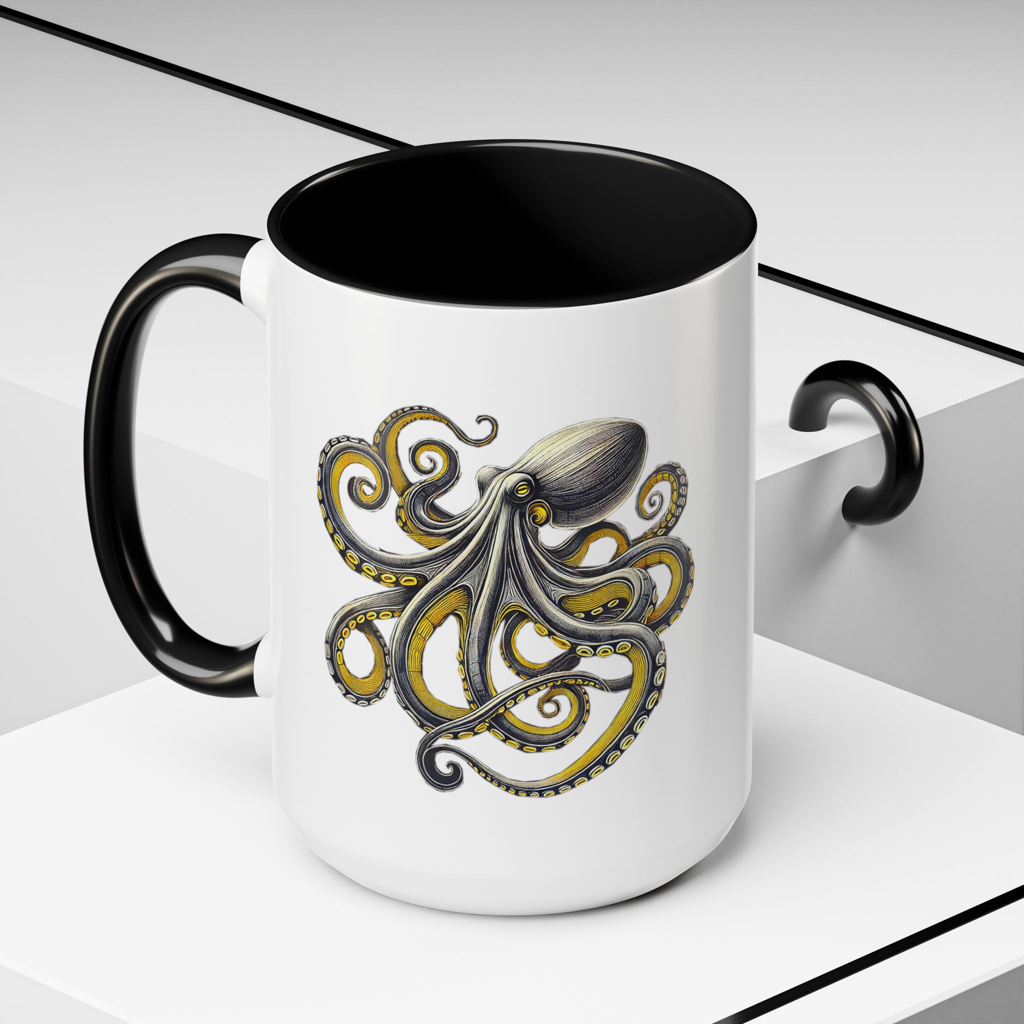 Coffee mug octopus calligraphy gift for her tea cup japan lover unique mug office accessory boho design – Image 20