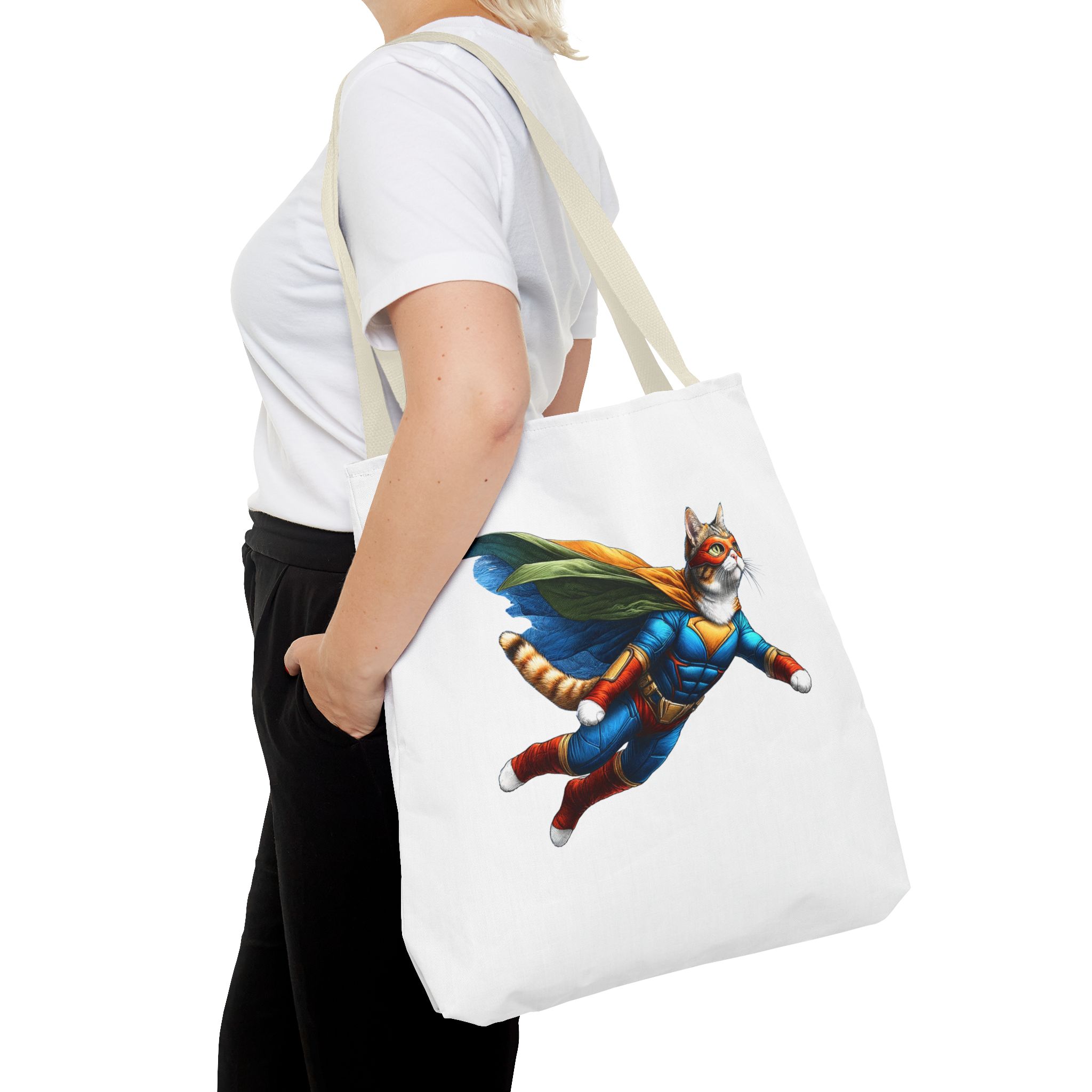 Copy of superhero tote bag cat canvas tote bag funny handbag fantasy purse kitten lover cool cat shoulder bag – Image 24