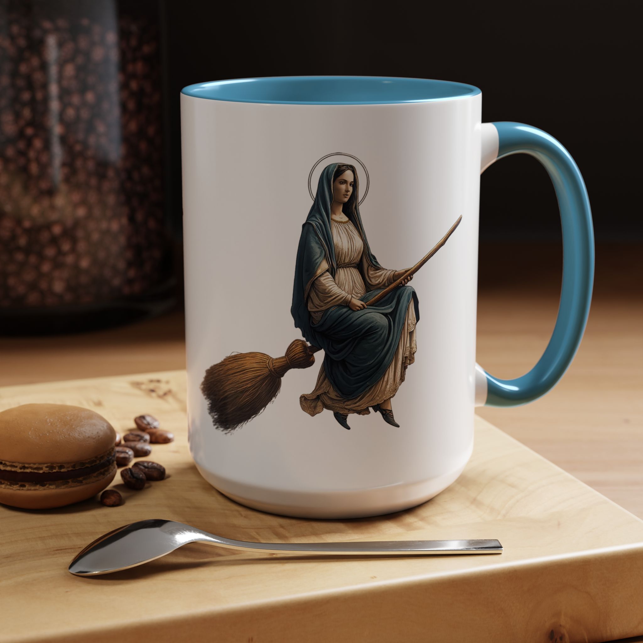 Funny Mug coffee lover gift for her Virgin Mary witch broom Sarcastic mug office accessory tea cup religious design unique - Image 39