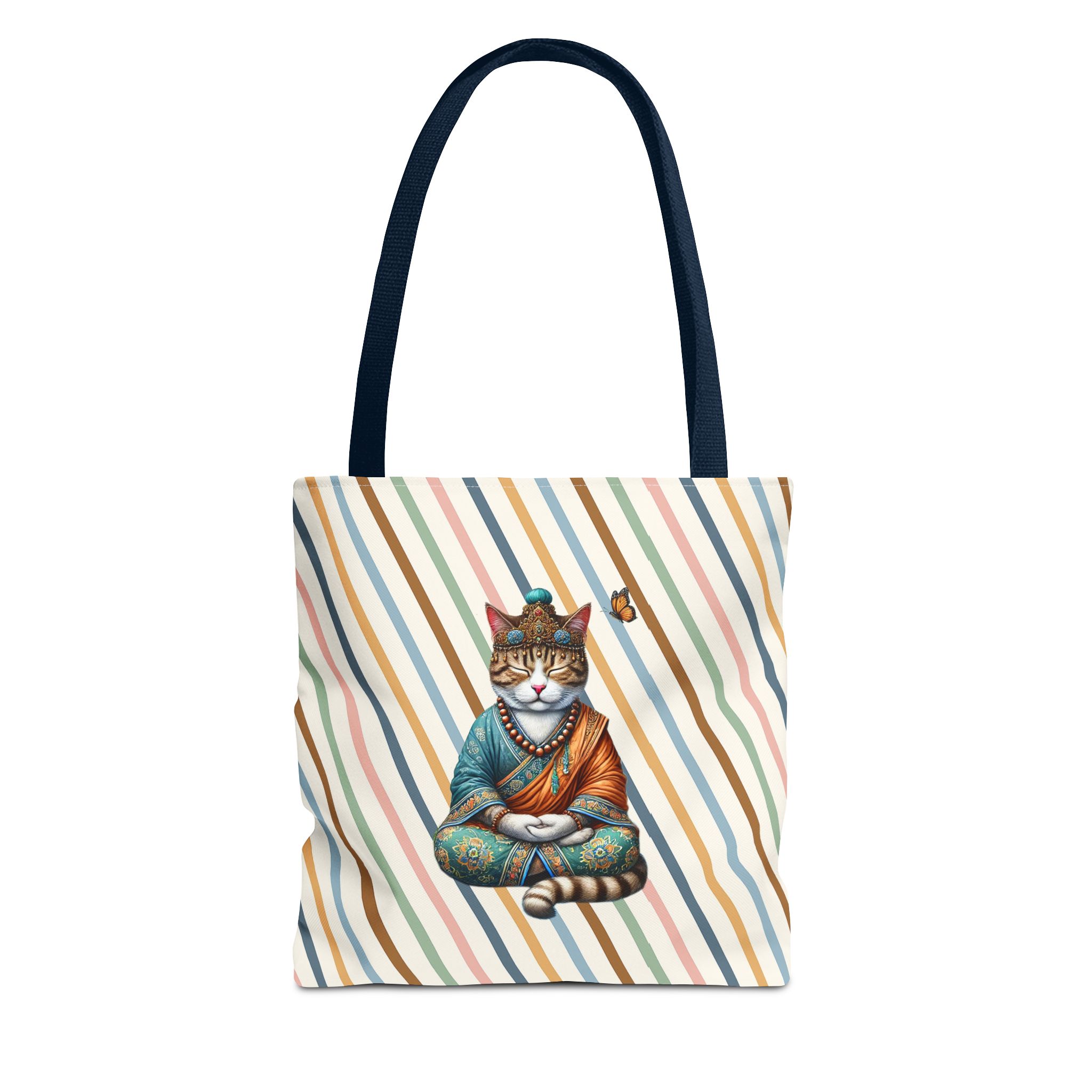 Canvas Tote bag Cat meditation handbag yoga bag vintage buddha mindfulness purse – Image 25