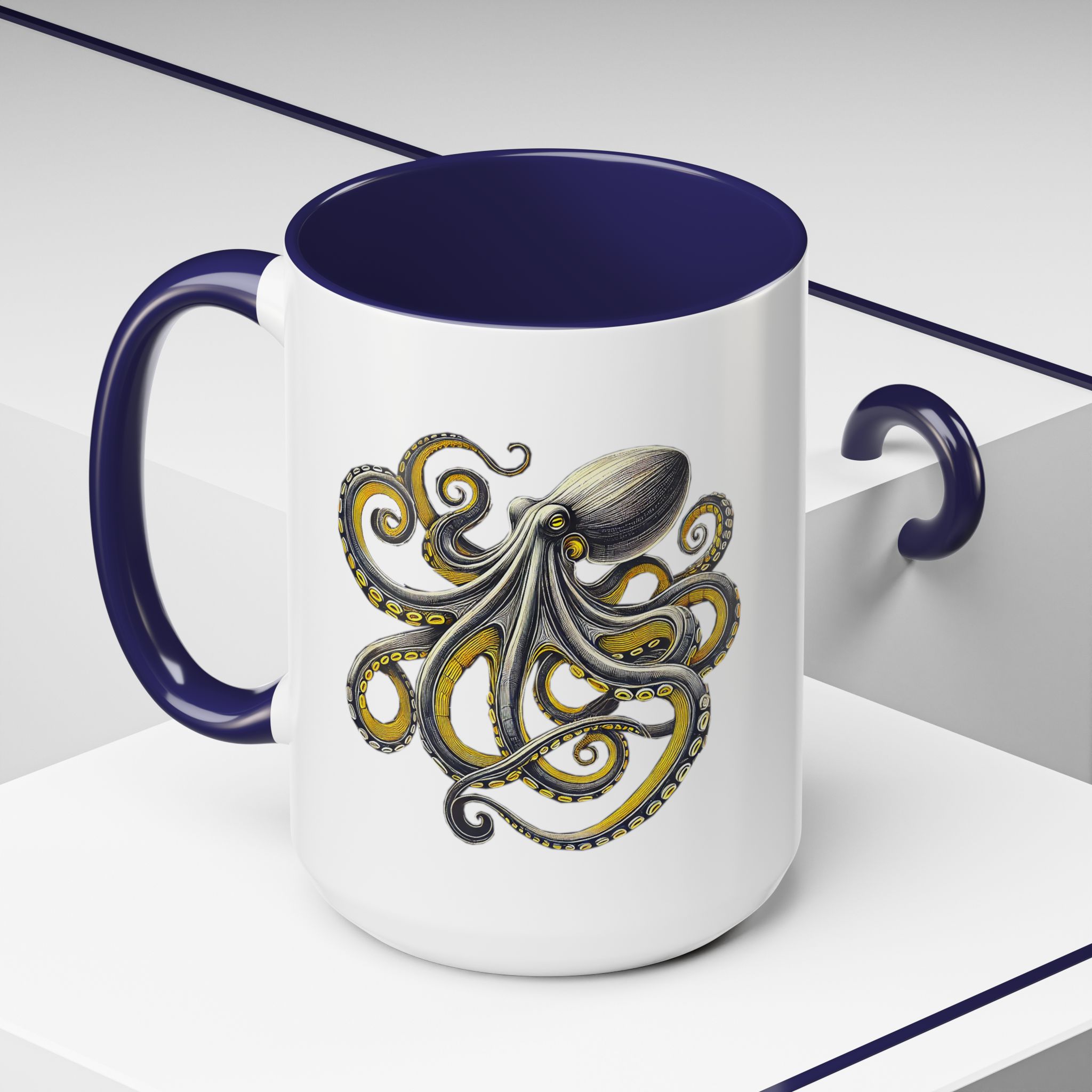Coffee mug octopus calligraphy gift for her tea cup japan lover unique mug office accessory boho design – Image 24