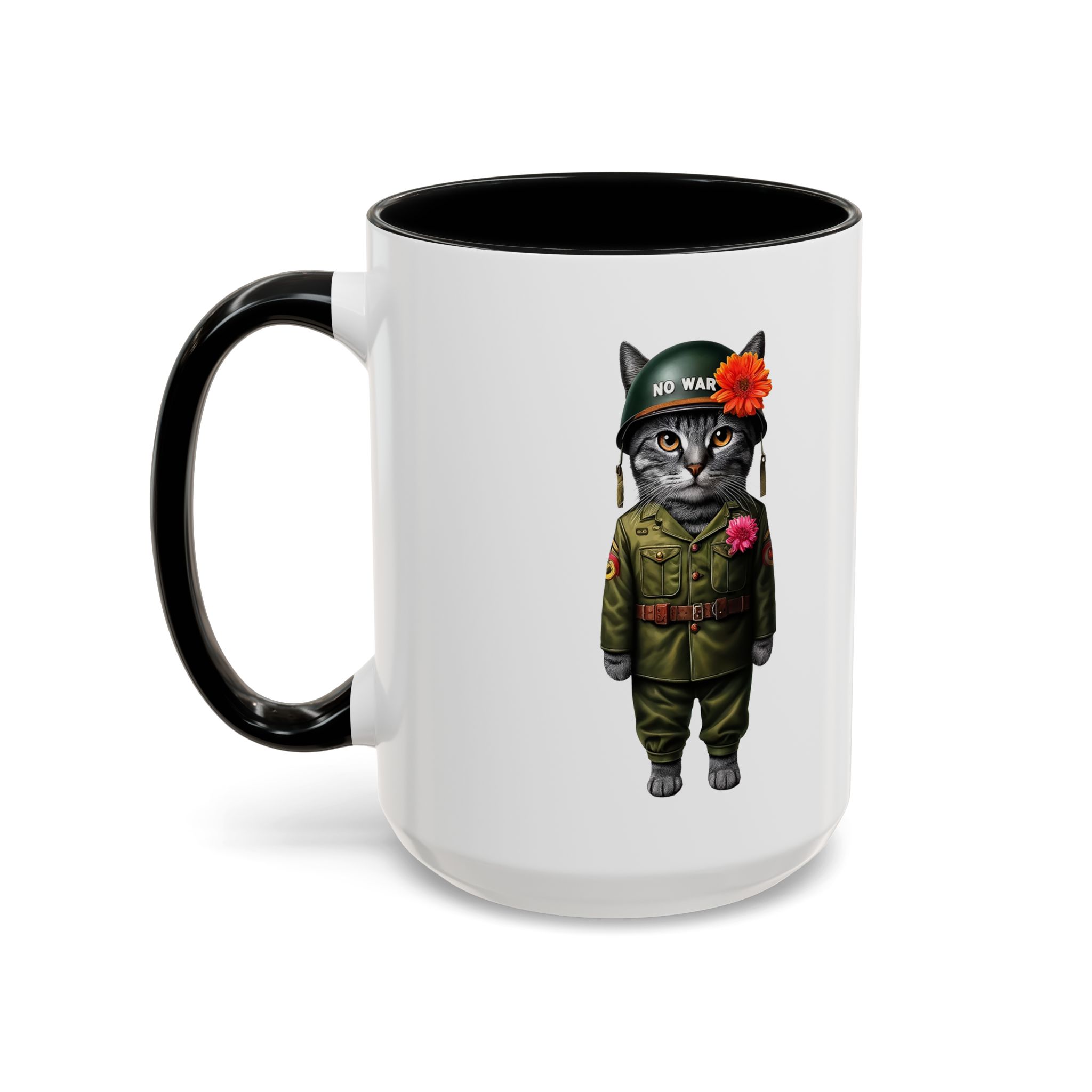 Coffee Mug Peace & Love funny cup tea cat lover office mug unique boho accessory pet gift for her kitten design - Image 18