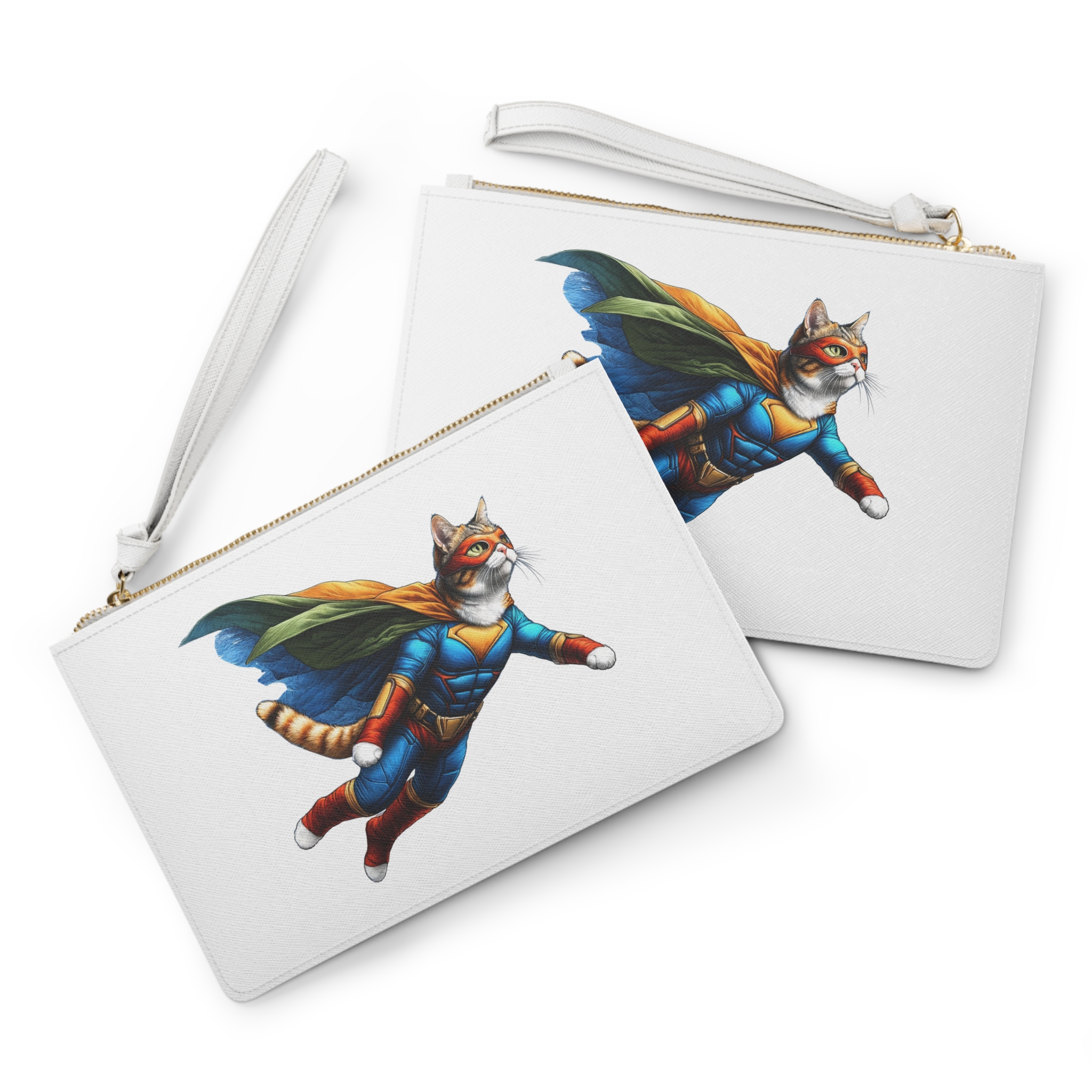 Superhero Cat pouch – Cat Hero Purse – Fantasy Cat clutch bag hero print - Image 2