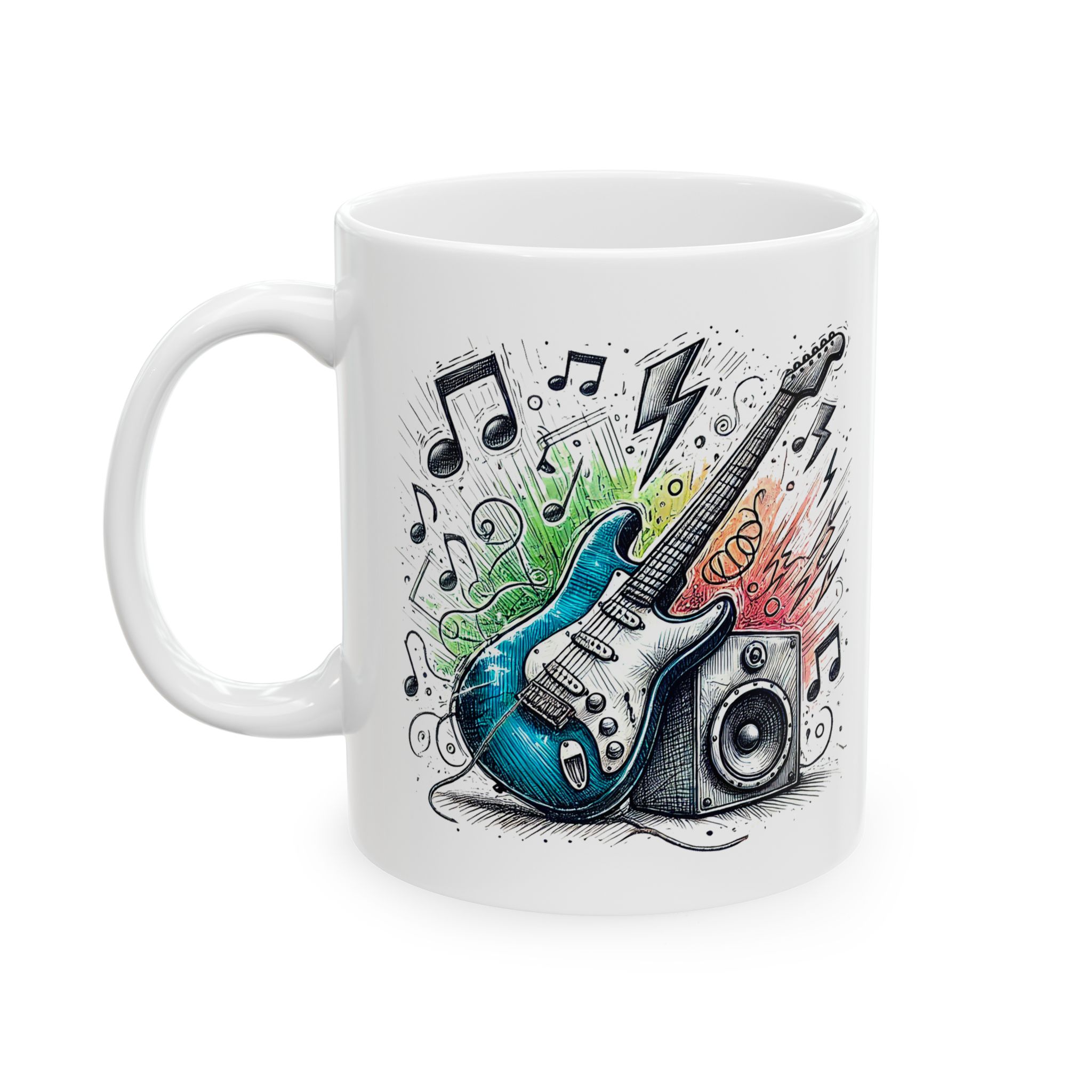 Rock Mug – Music Coffee Mug – Guitar Cup music print - Image 2