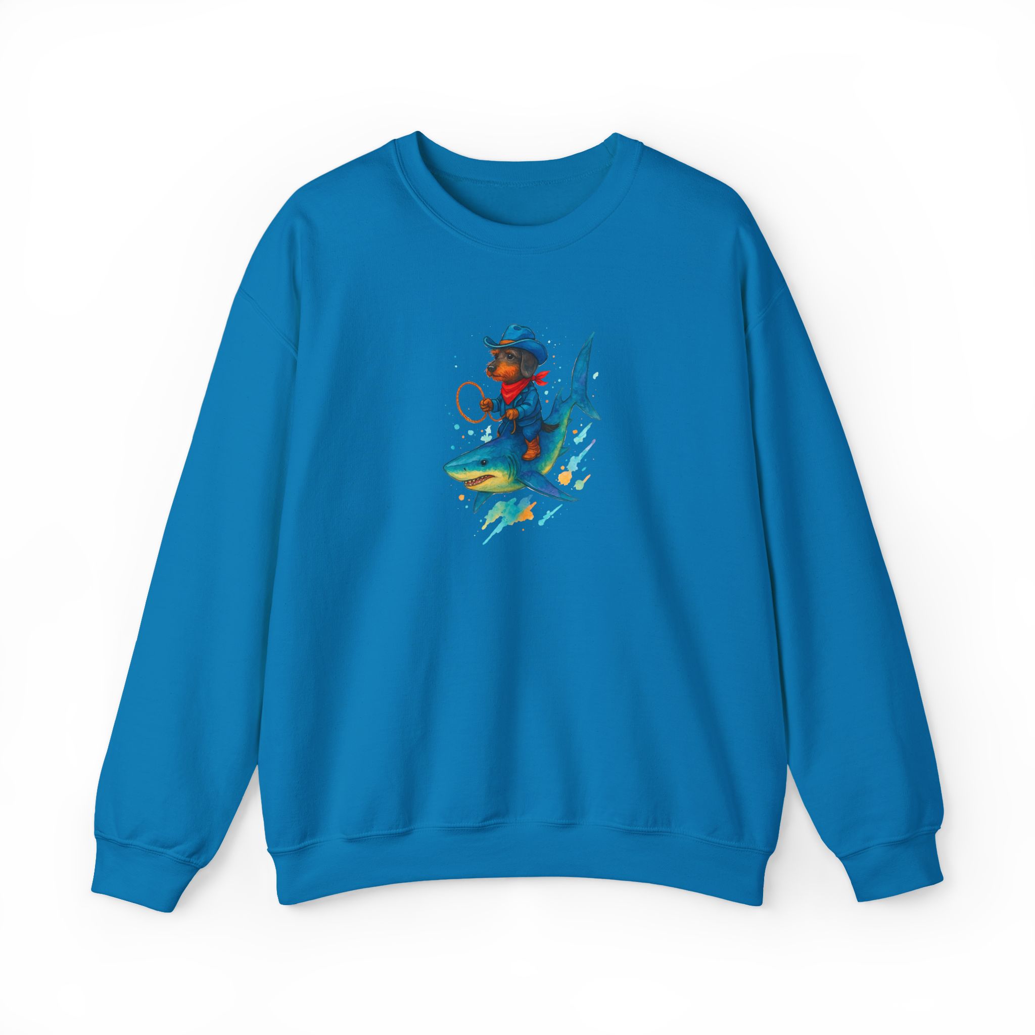 Cowboy sweatshirt – Shark sweater – Funny Dog sweatshirt cowboy print - Image 26