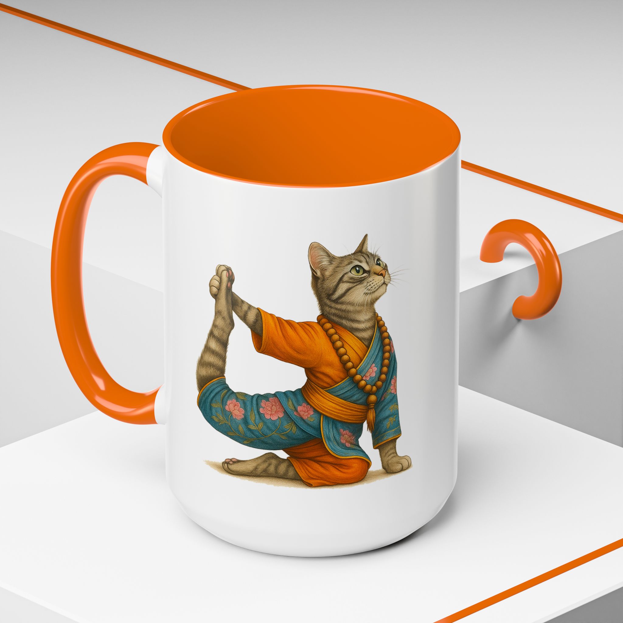 Tea mug Cat lover coffee cup cool gift for her office Mug yoga accessory kitten meditation pet mindfulness print - Image 56