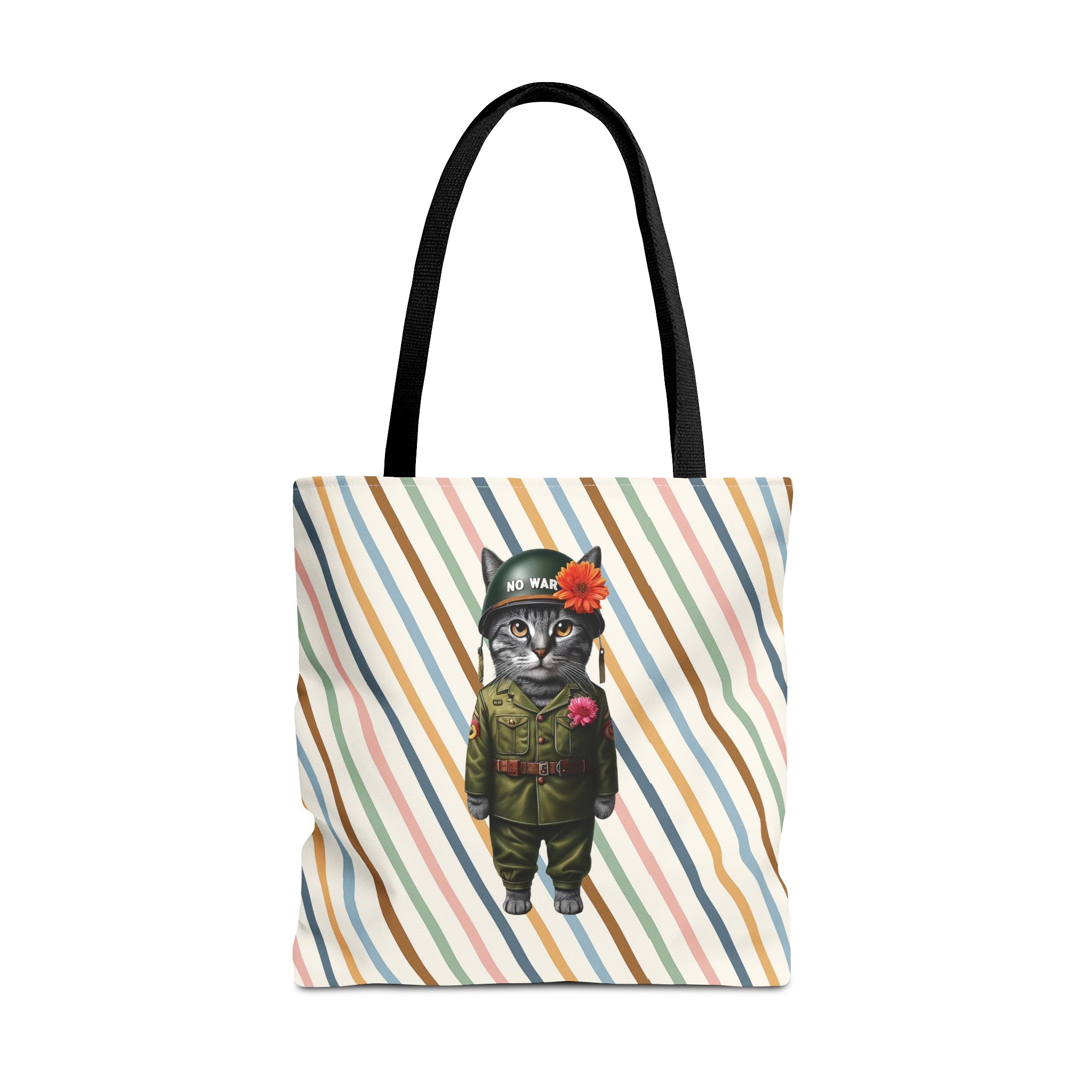 Funny Tote bag Cat Shoulder bag peace & love for peace pet lovers cute tote bag – Image 5