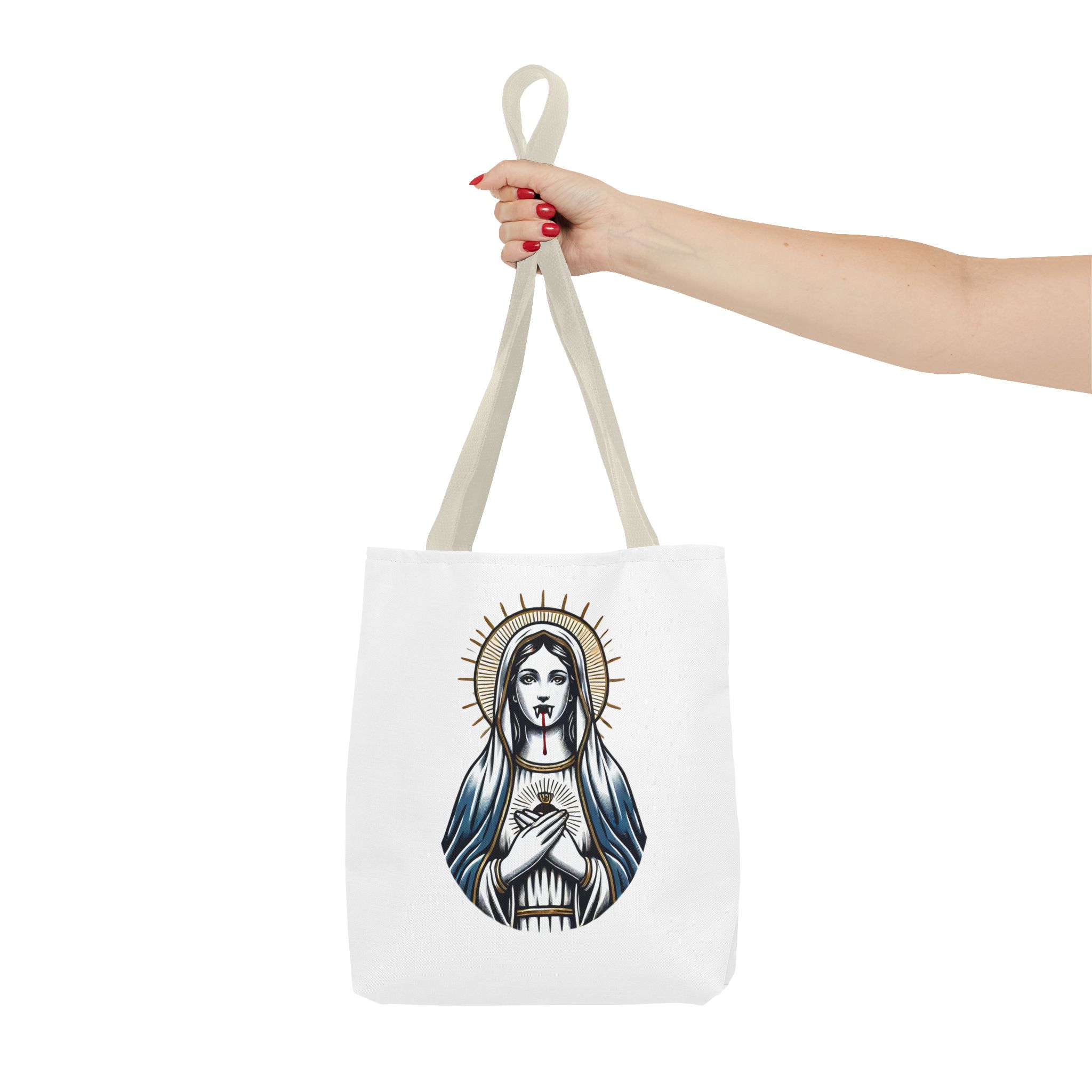 Ironic tote bag vampire Funny Bag virgin mary Canvas Tote bag religious sarcastic clothing gift satirical print cool Handbag purse bag – Image 20