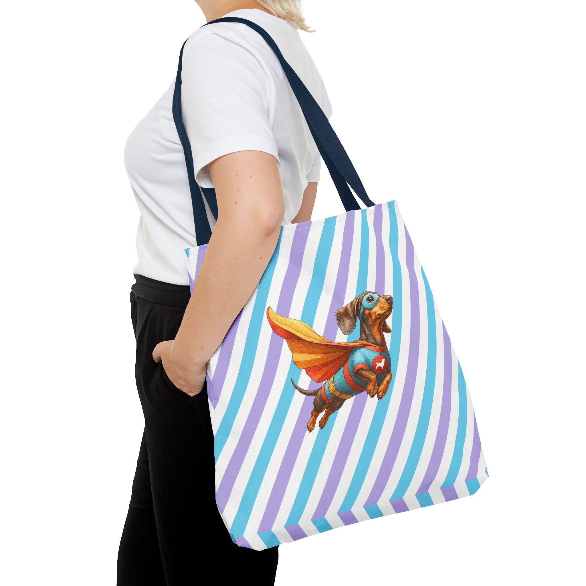 Funny canva tote bag Superhero cute tote bag dachshund super hero shoulder bag fantasy gift dog purse - Image 30