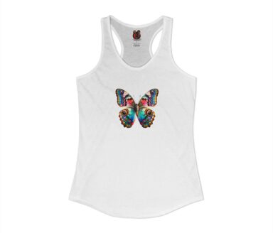 Colorful Butterfly Graphic on White Tank Top