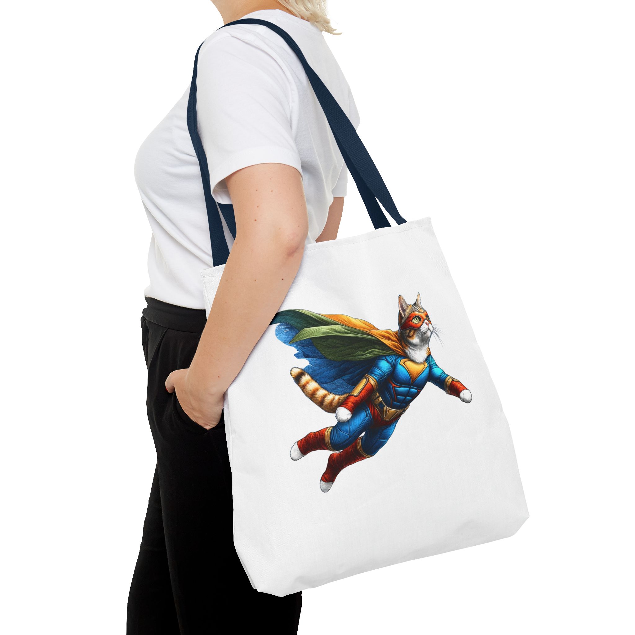 Copy of superhero tote bag cat canvas tote bag funny handbag fantasy purse kitten lover cool cat shoulder bag – Image 30