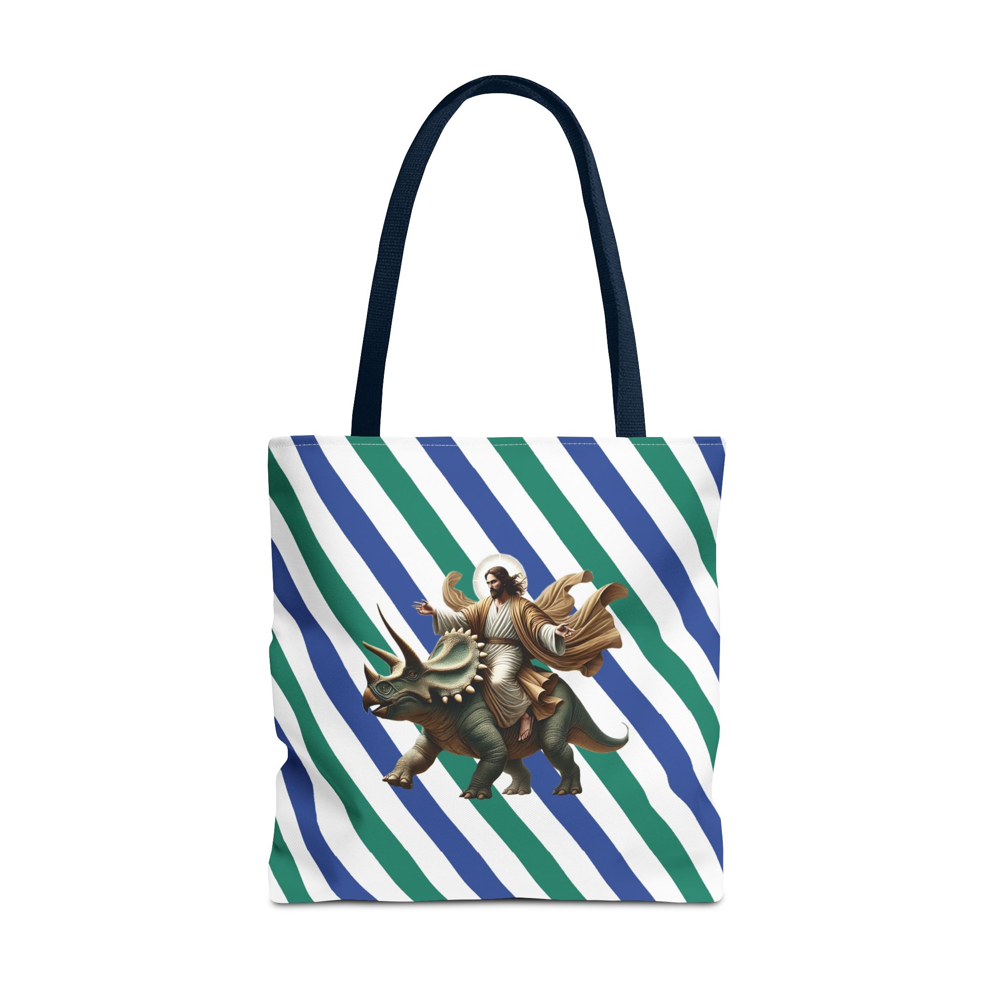 Fun canvas tote bag jurassic boho tote bag Jesus riding triceratops shoulder bag satiric purse religious design sarcastic cute tote bag – Image 29
