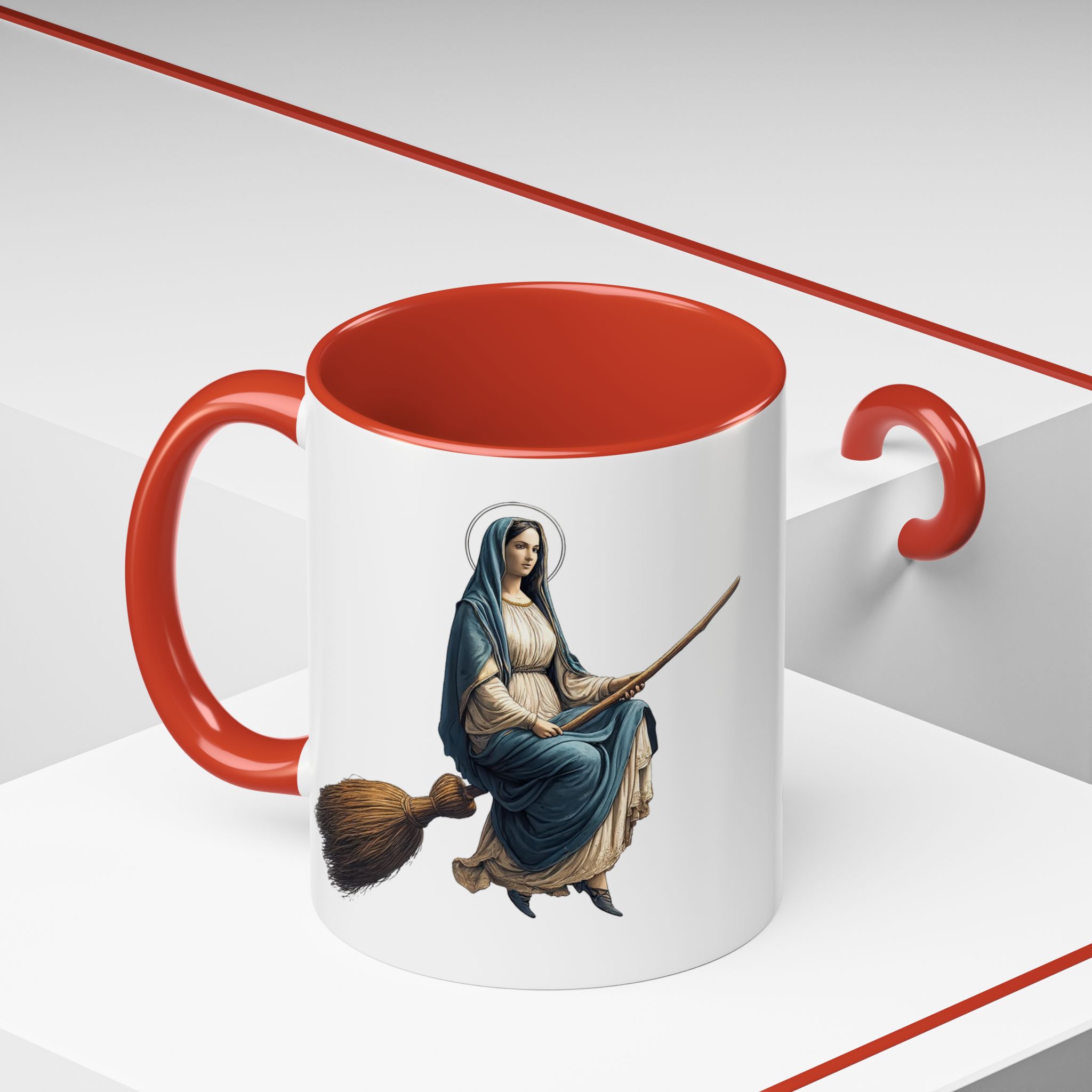 Funny Mug coffee lover gift for her Virgin Mary witch broom Sarcastic mug office accessory tea cup religious design unique - Image 20