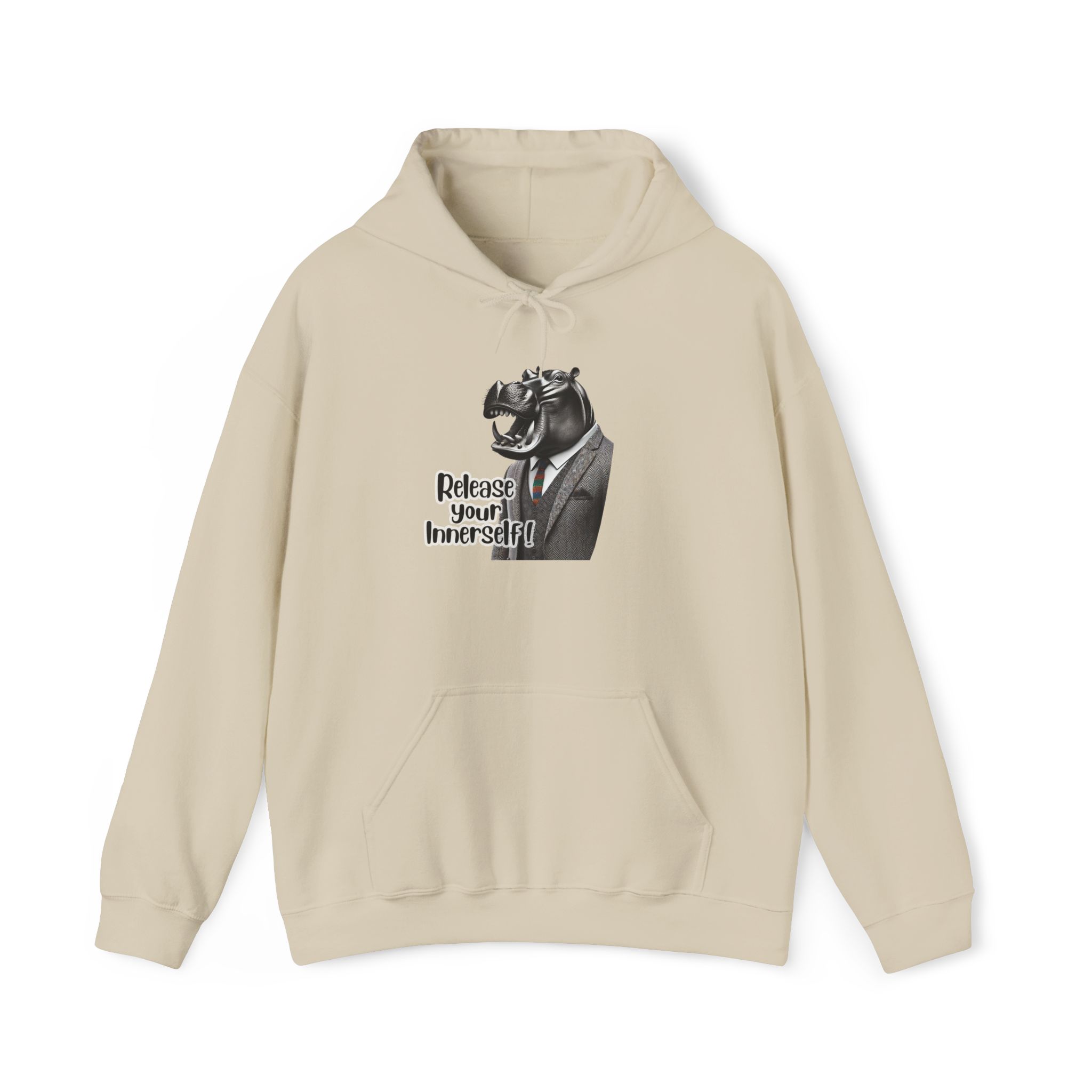 Graphic sweater motivational vintage Hoodie hippopotamus design funny clothing for self confidence boost – Image 10