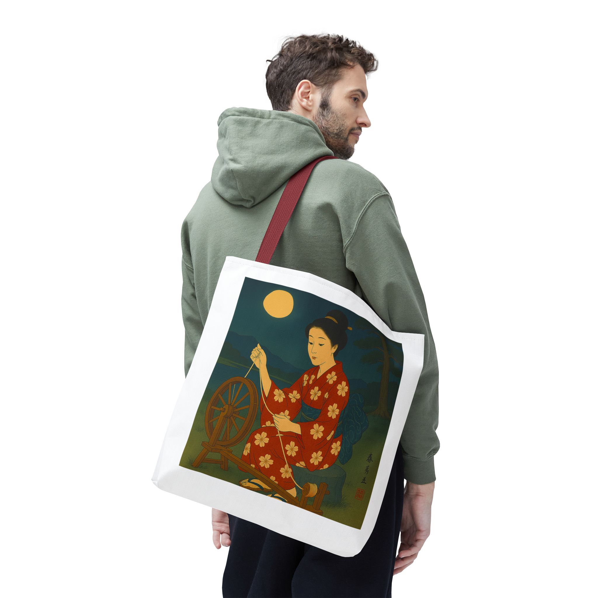 Japan shopping bag retro artistic illustration with unique graphics - Image 12