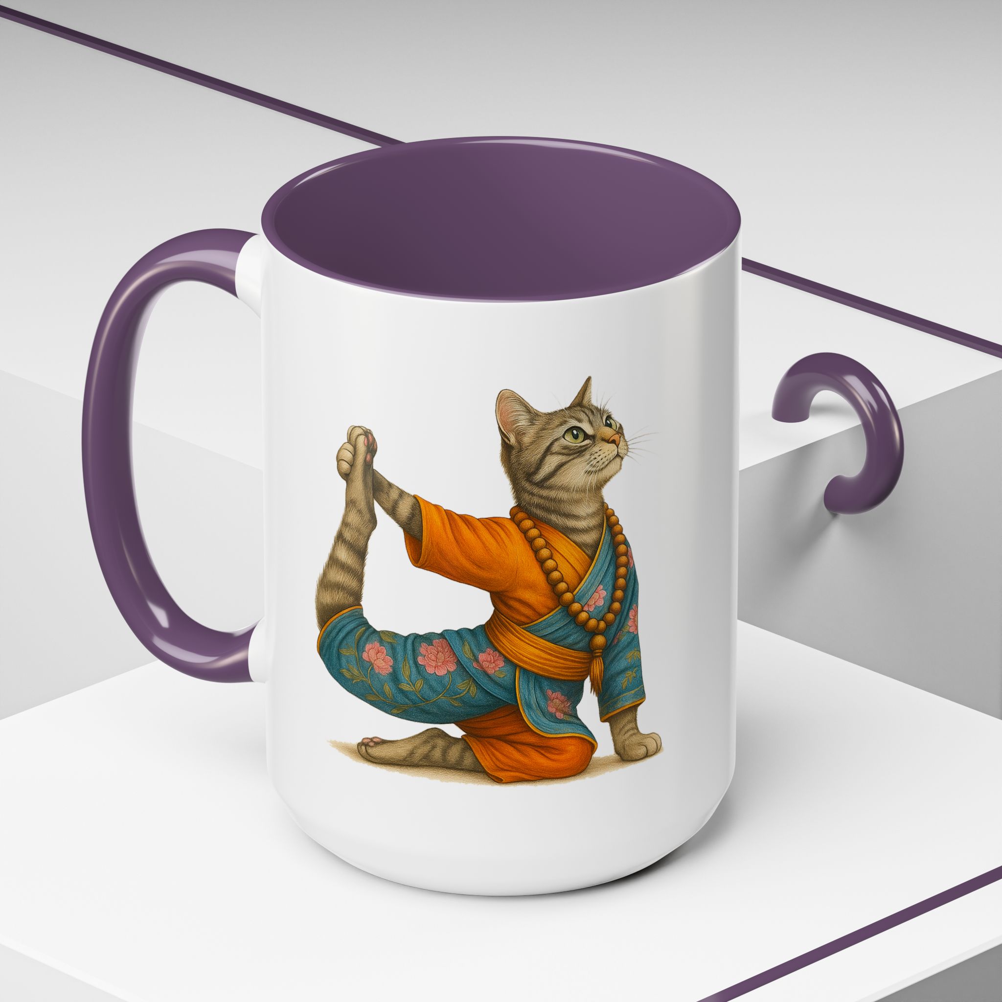 Tea mug Cat lover coffee cup cool gift for her office Mug yoga accessory kitten meditation pet mindfulness print - Image 60